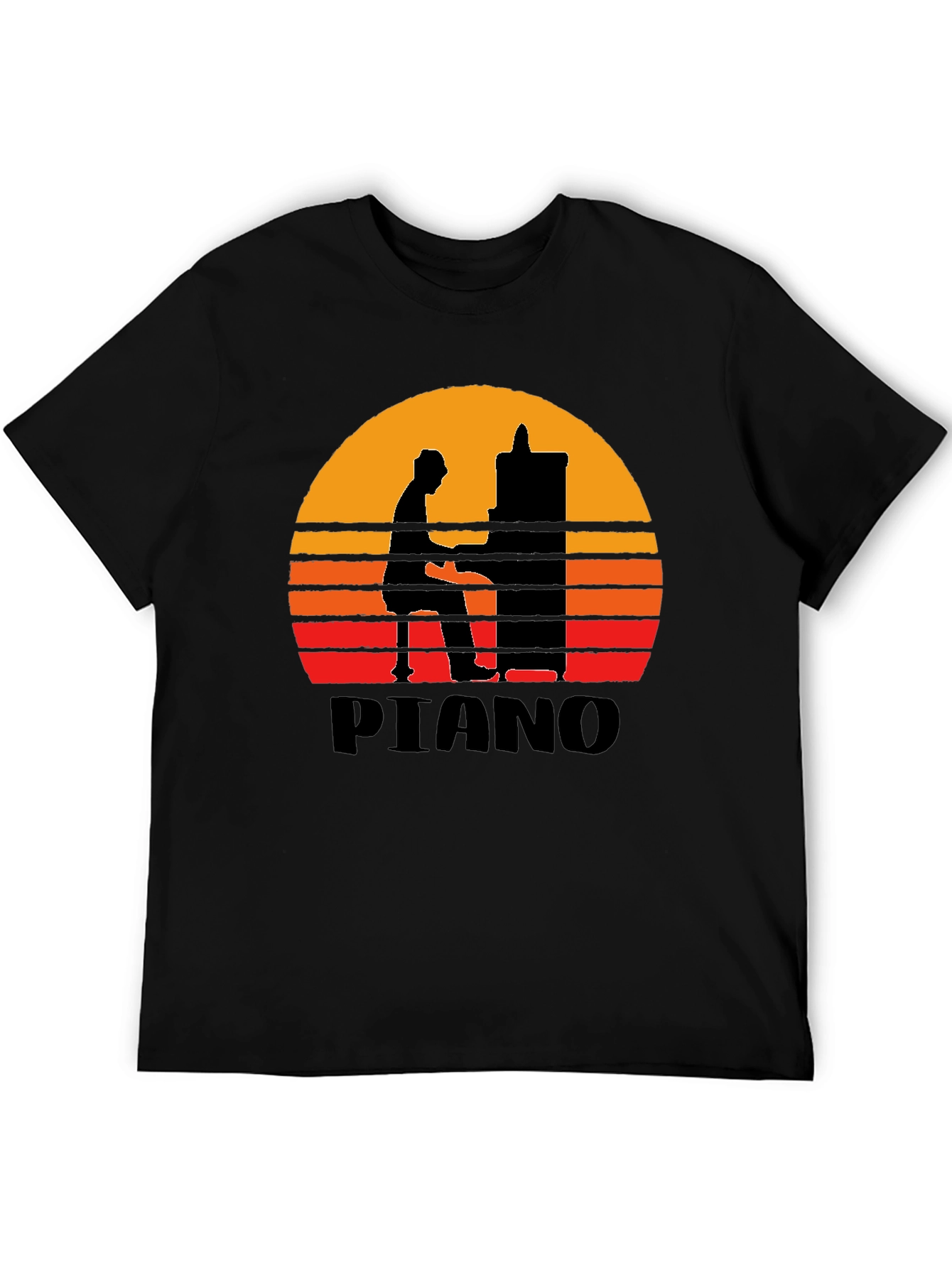 Sunset Piano Silhouette Graphic Tee - Musician T-Shirt