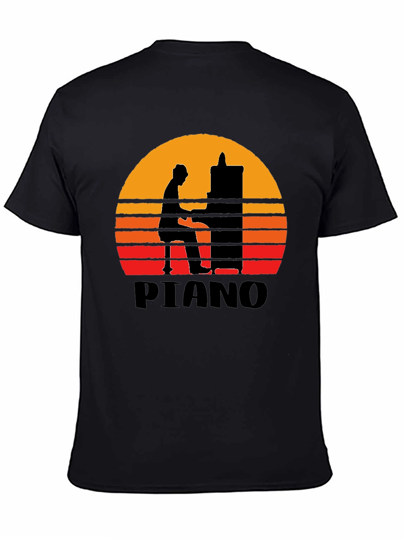 Sunset Piano Silhouette Graphic Tee - Musician T-Shirt