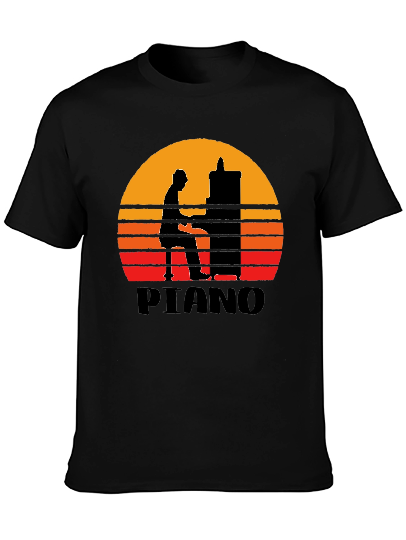 Sunset Piano Silhouette Graphic Tee - Musician T-Shirt