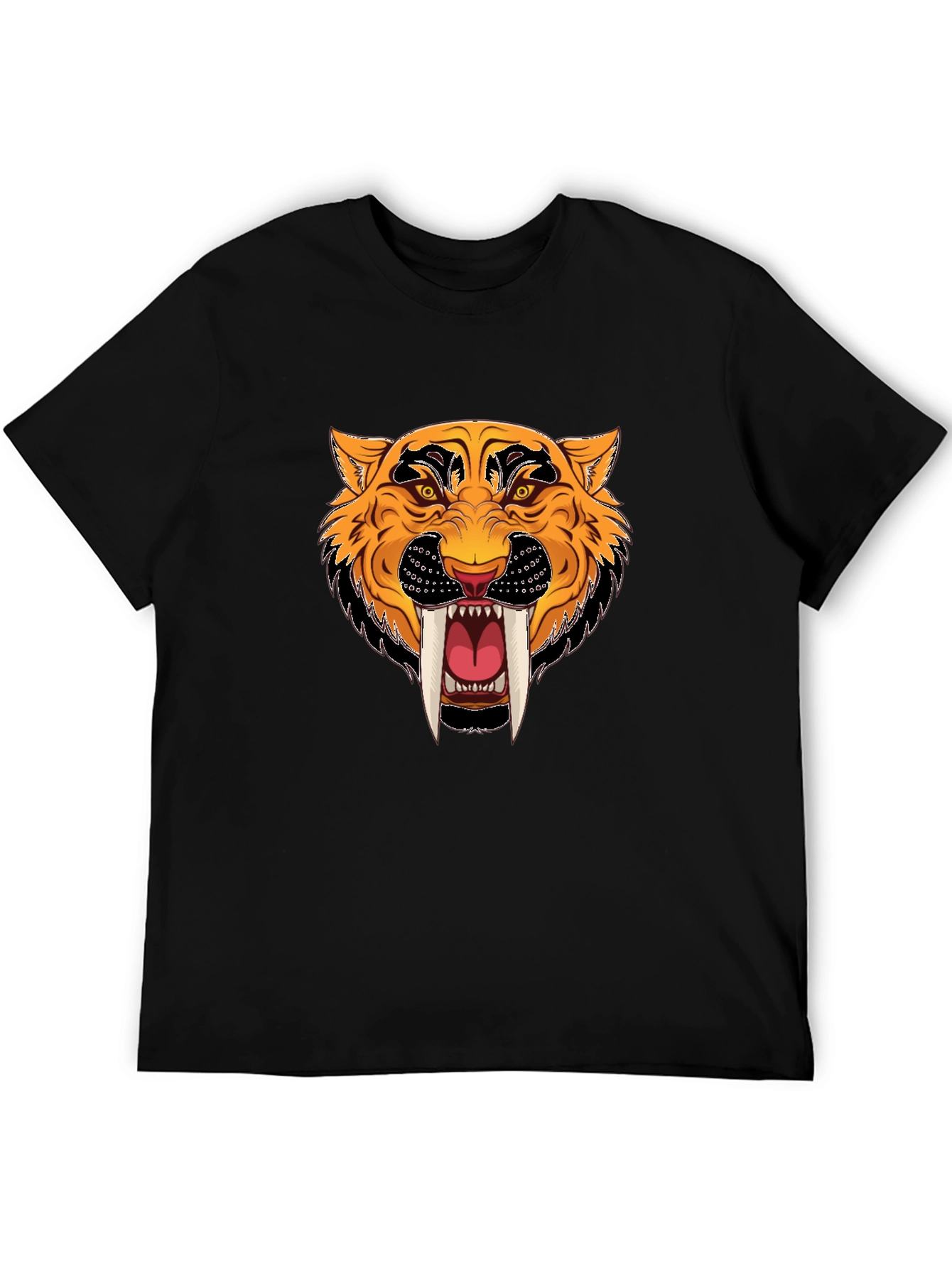 Black T-Shirt with Tiger Graphic