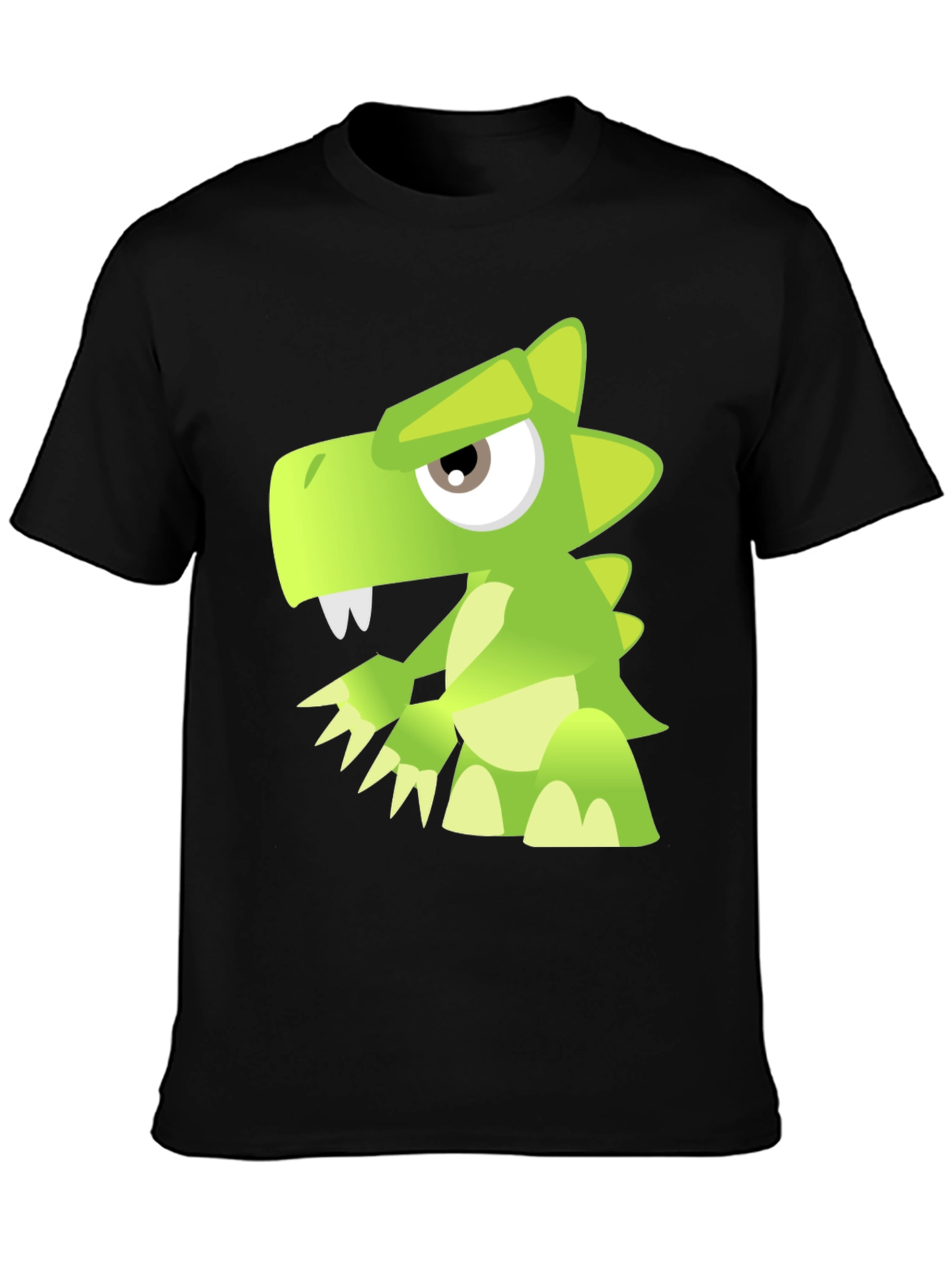 Cool Cartoon Dinosaur Graphic Print Black T-Shirt