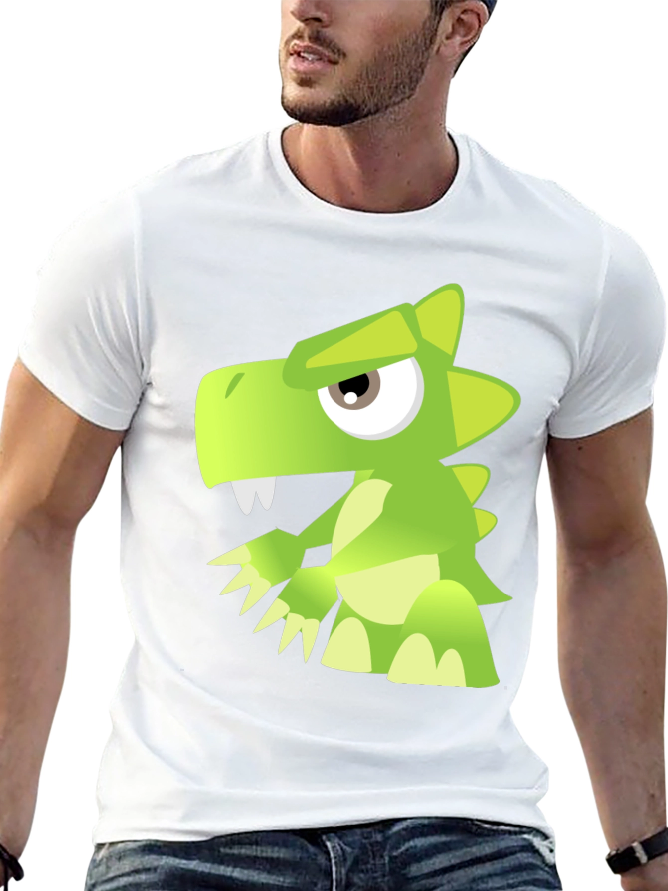 Cool Cartoon Dinosaur Graphic Print Black T-Shirt