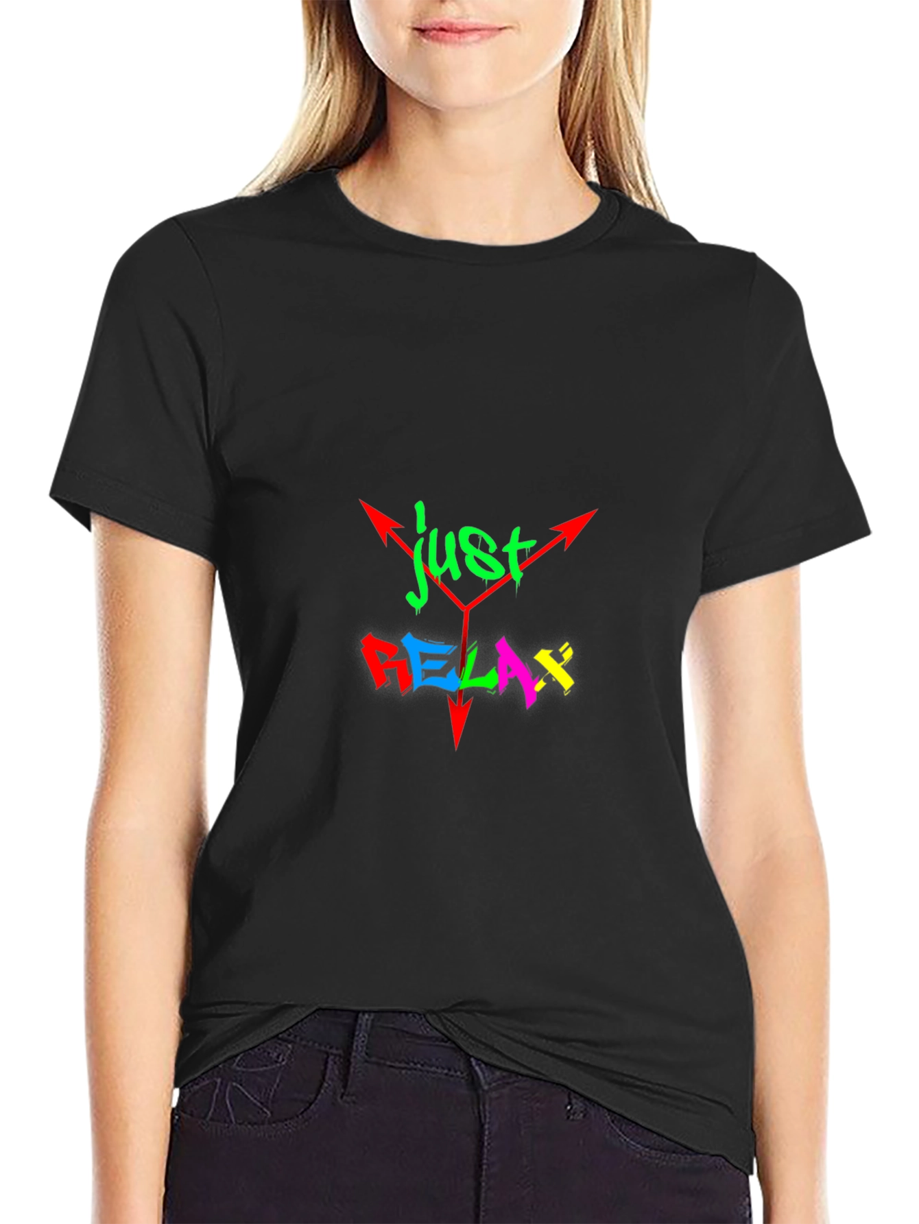 Just Relax Graphic Tee - Stylish Black Cotton T-Shirt