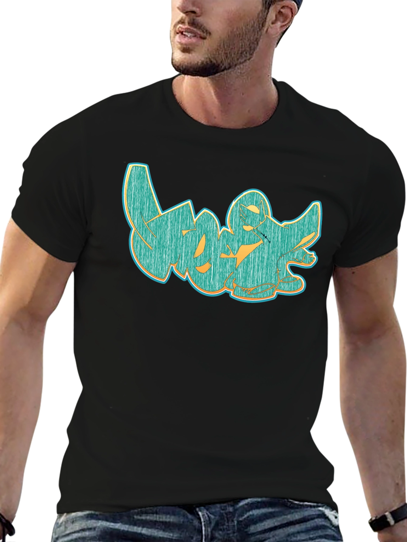 Graffiti Style Graphic Tee - Cool Casual Black T-Shirt