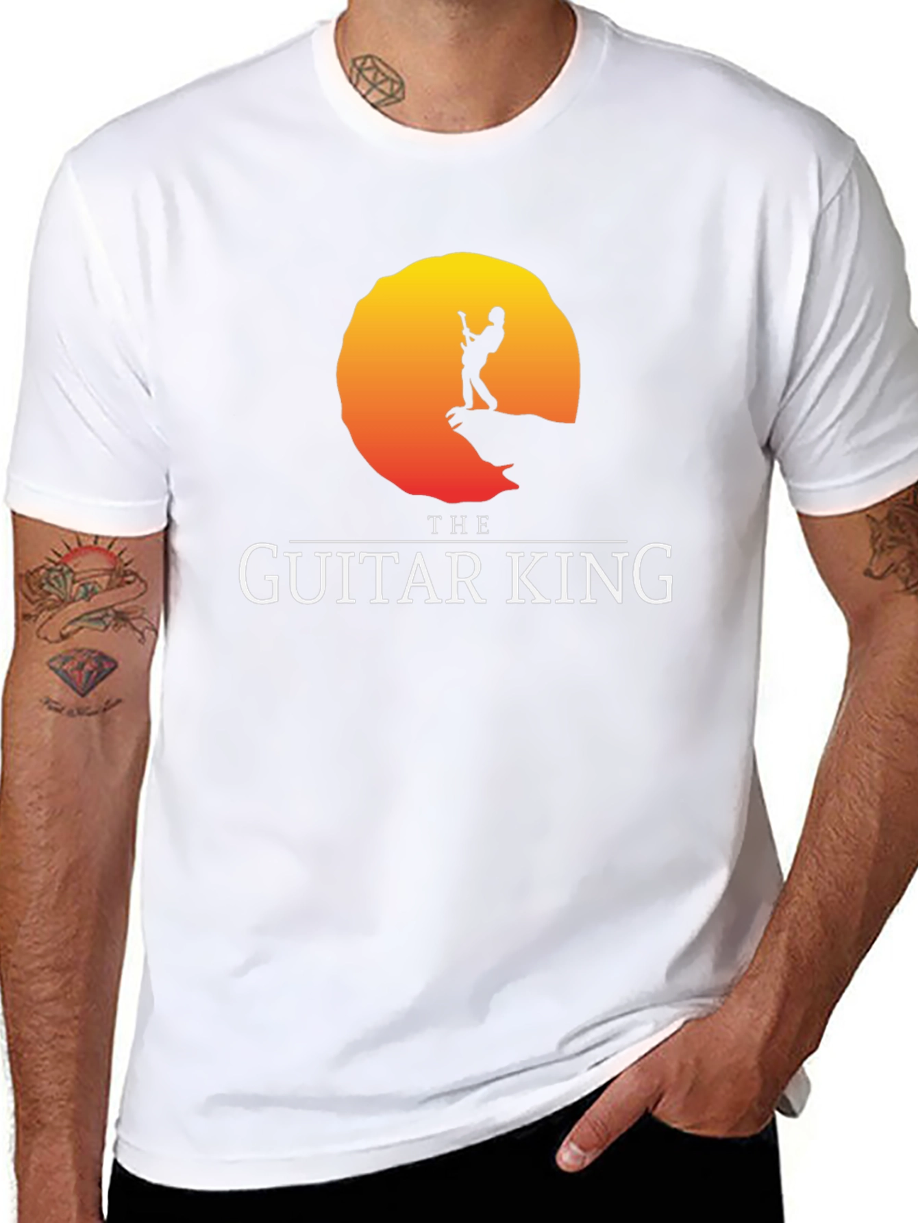 The Guitar King Black T-Shirt Musician Rock Tee