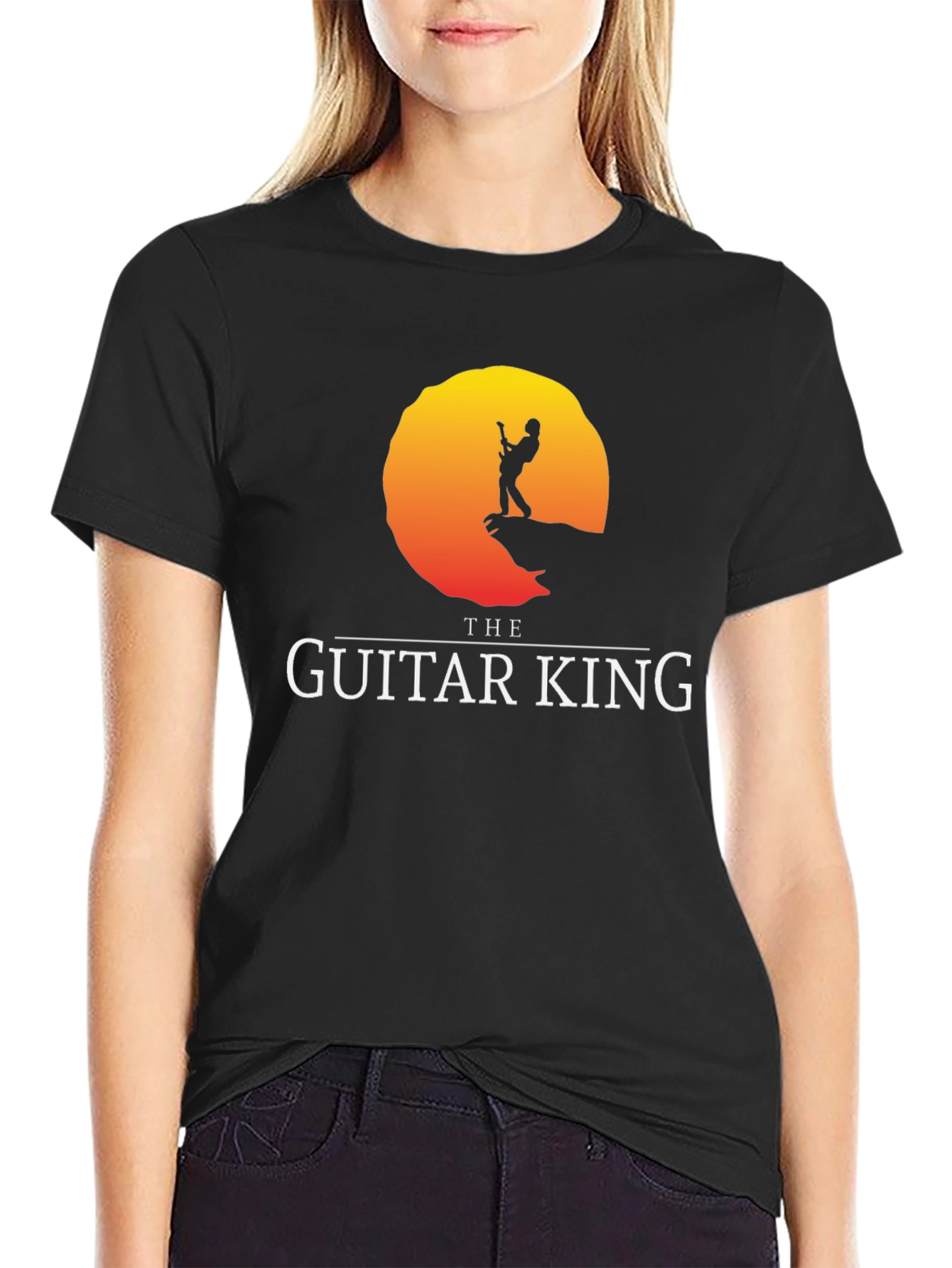 The Guitar King Black T-Shirt Musician Rock Tee