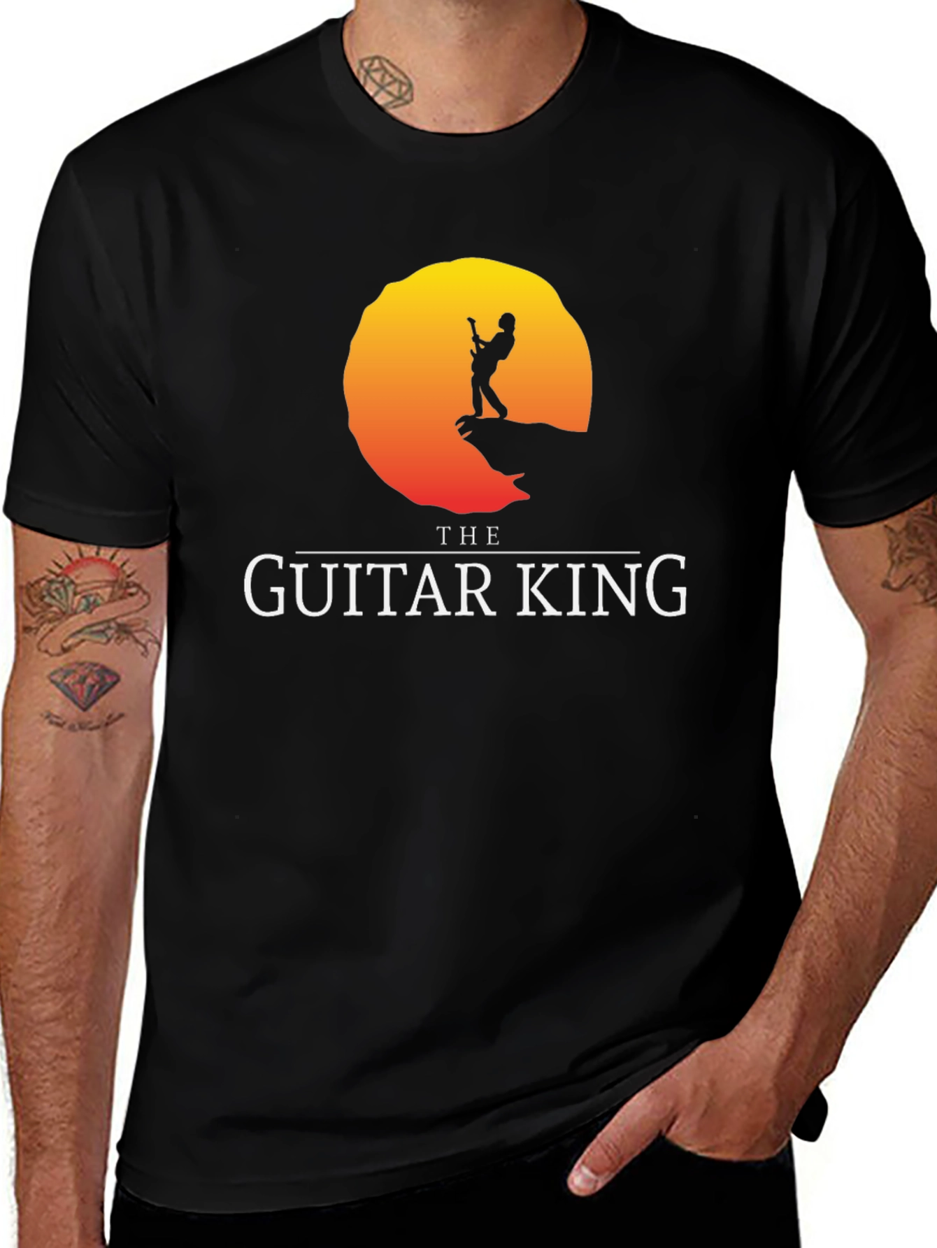 The Guitar King Black T-Shirt Musician Rock Tee