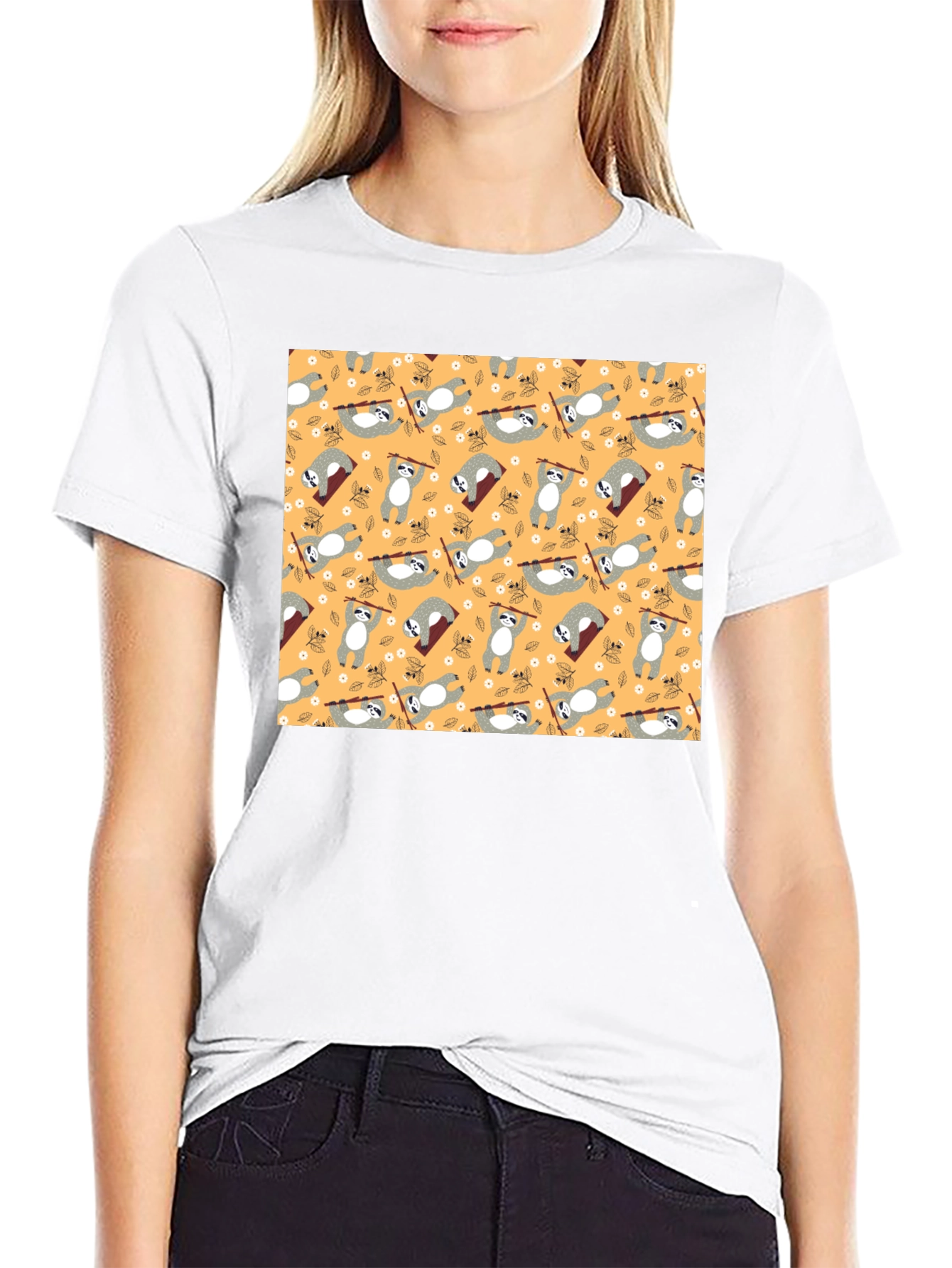 Fun Sloth Pattern T-Shirt