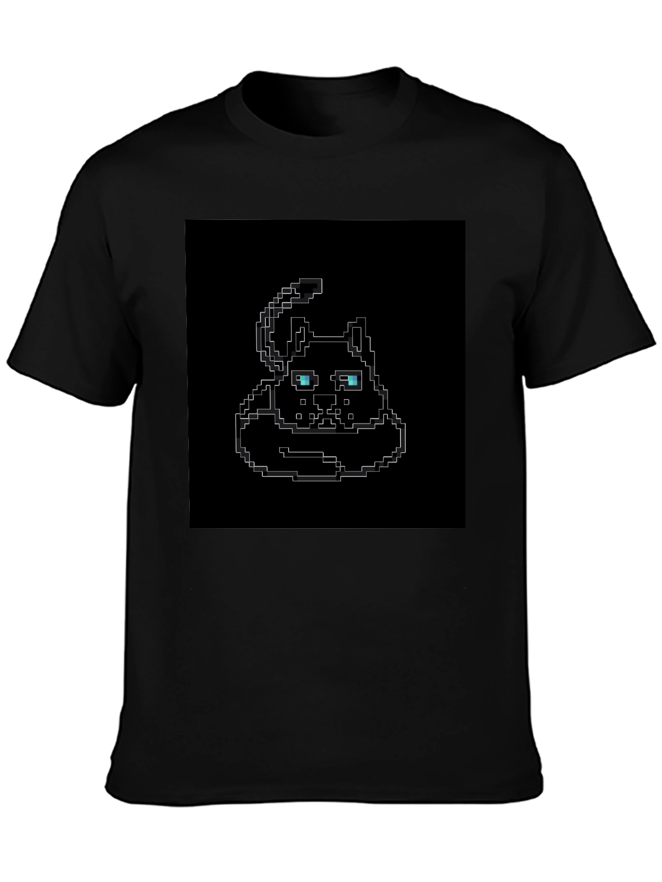 Pixel Art Cat T-Shirt - Black