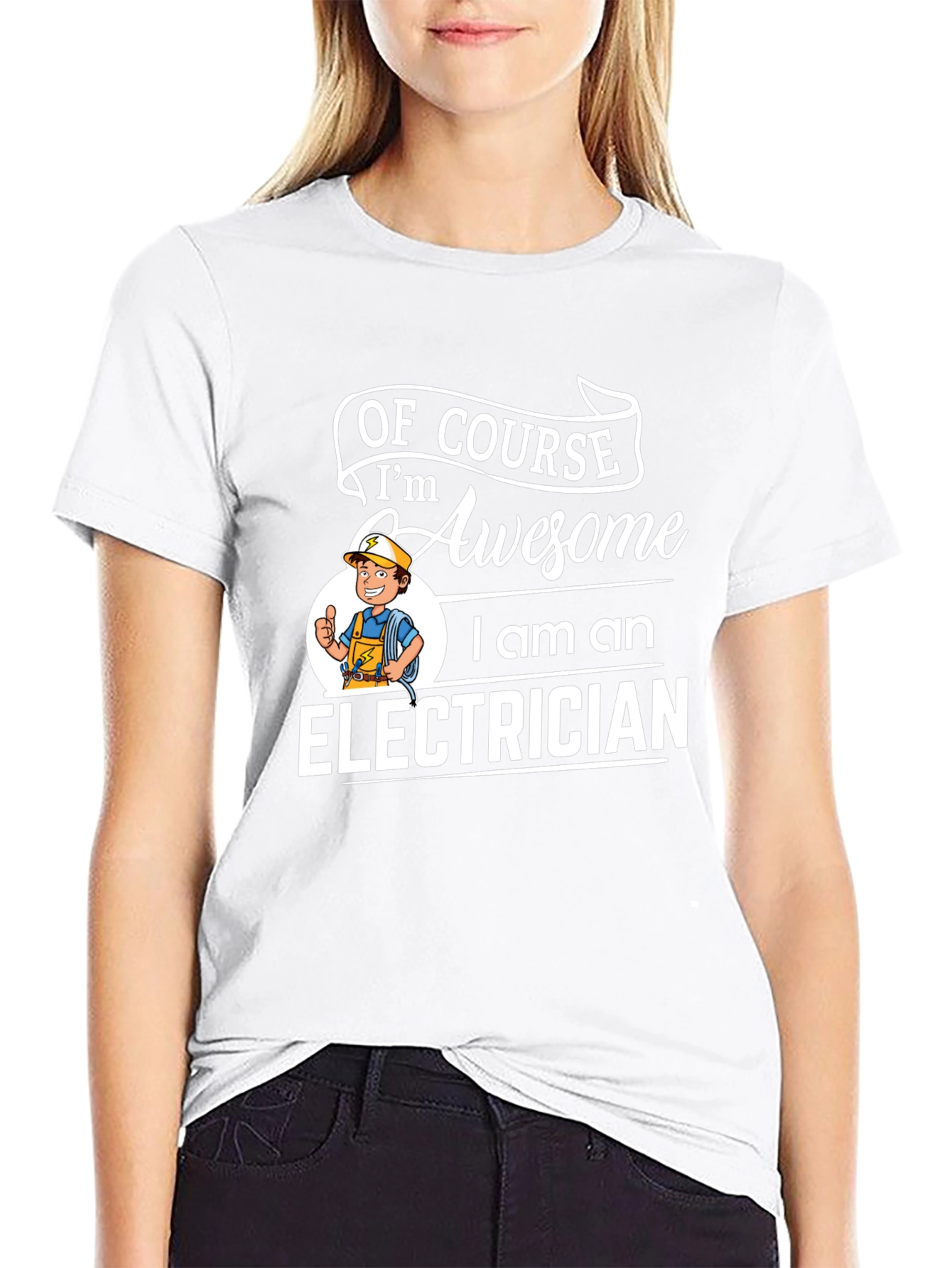Awesome Electrician Graphic T-Shirt - Black