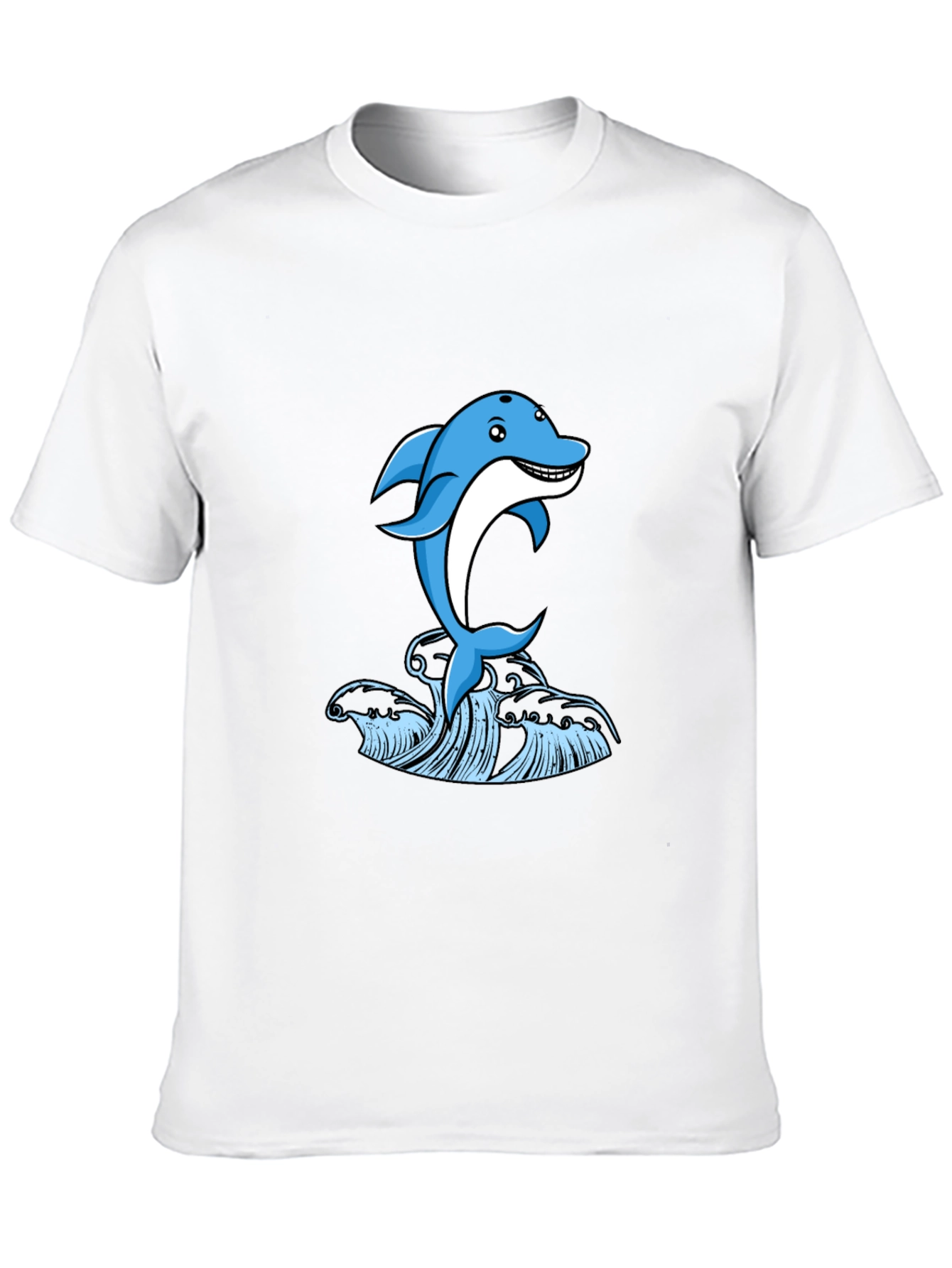 Blue Dolphin Graphic Print Black T-Shirt