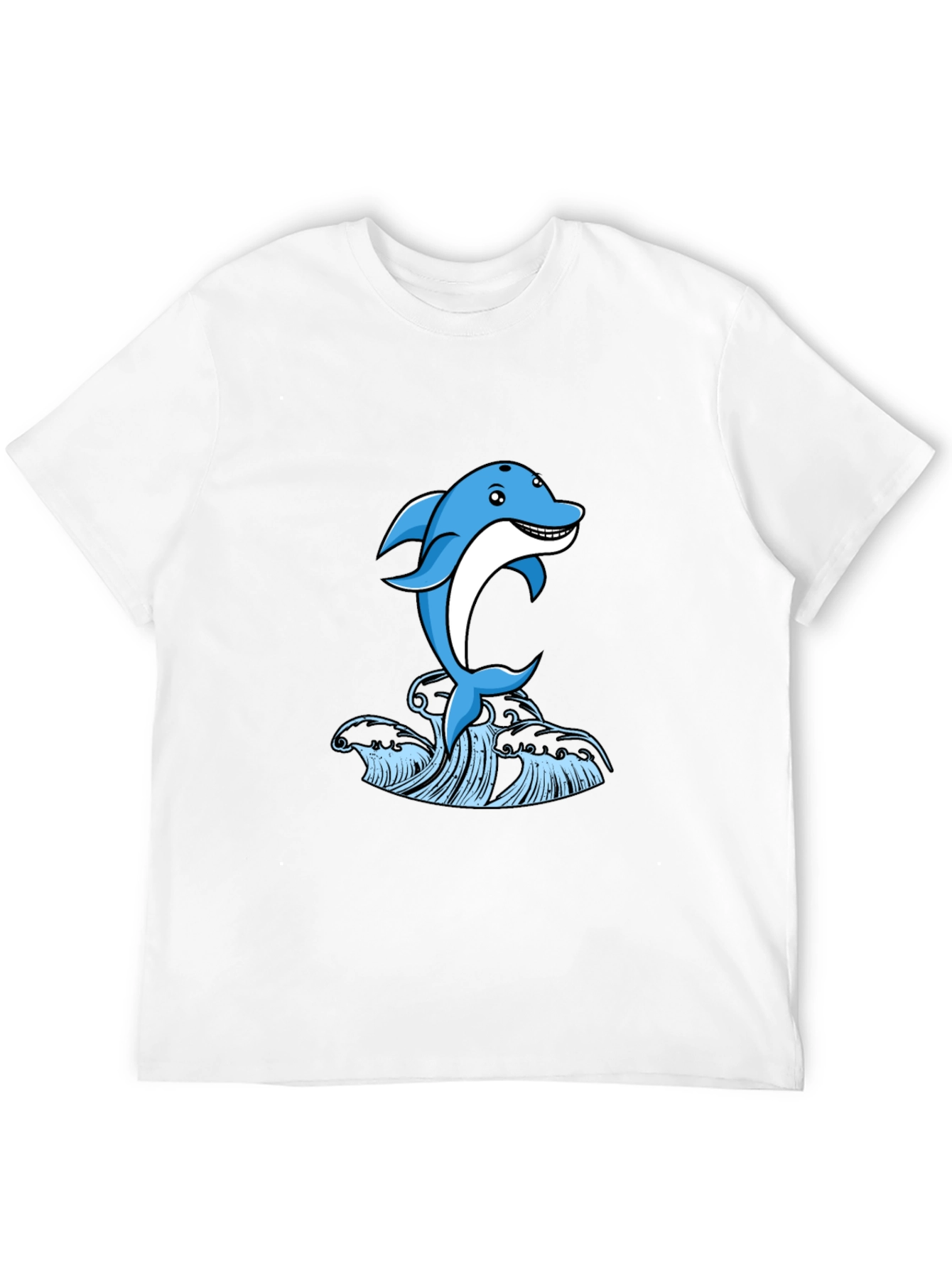 Blue Dolphin Graphic Print Black T-Shirt