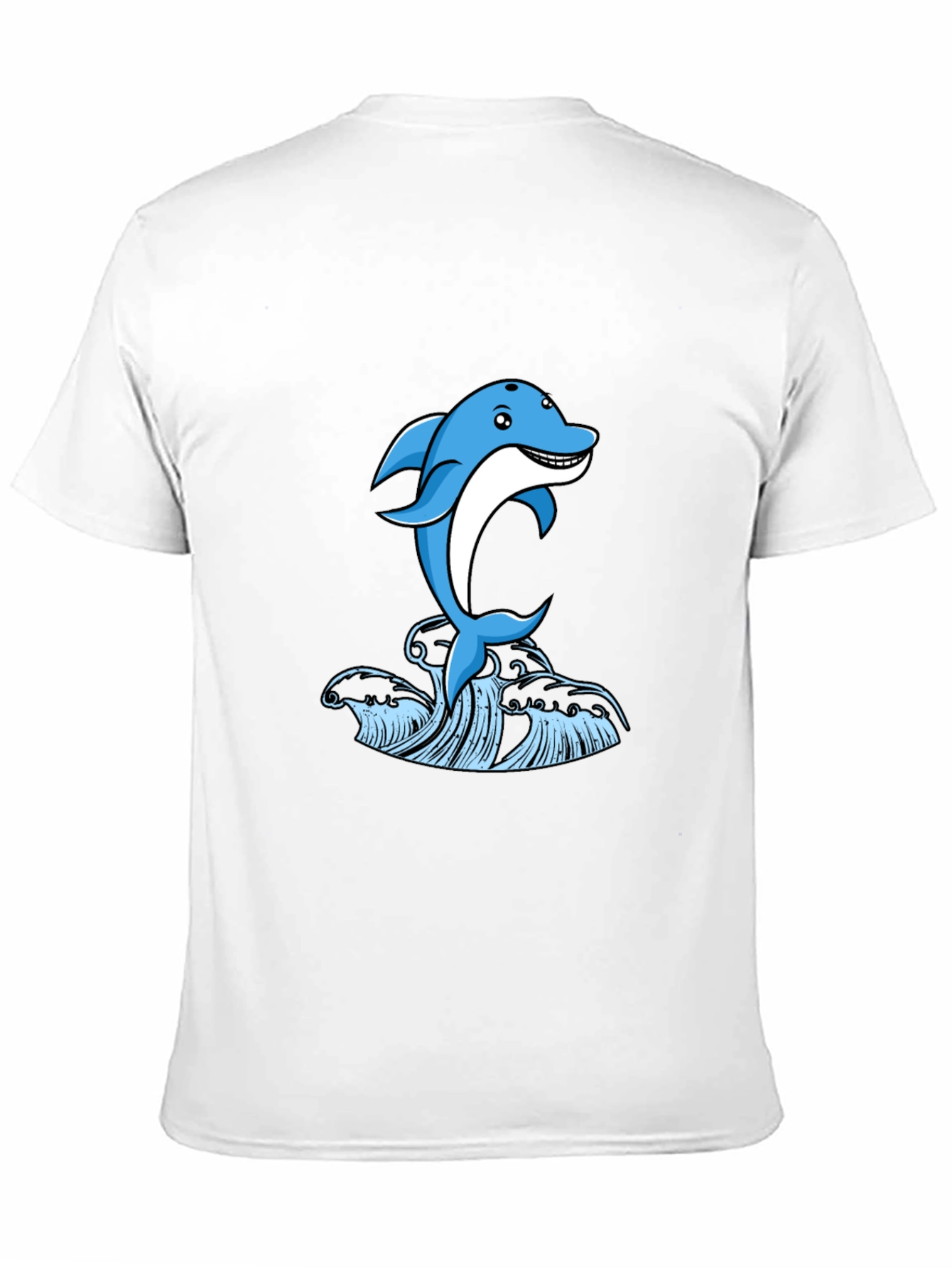 Blue Dolphin Graphic Print Black T-Shirt