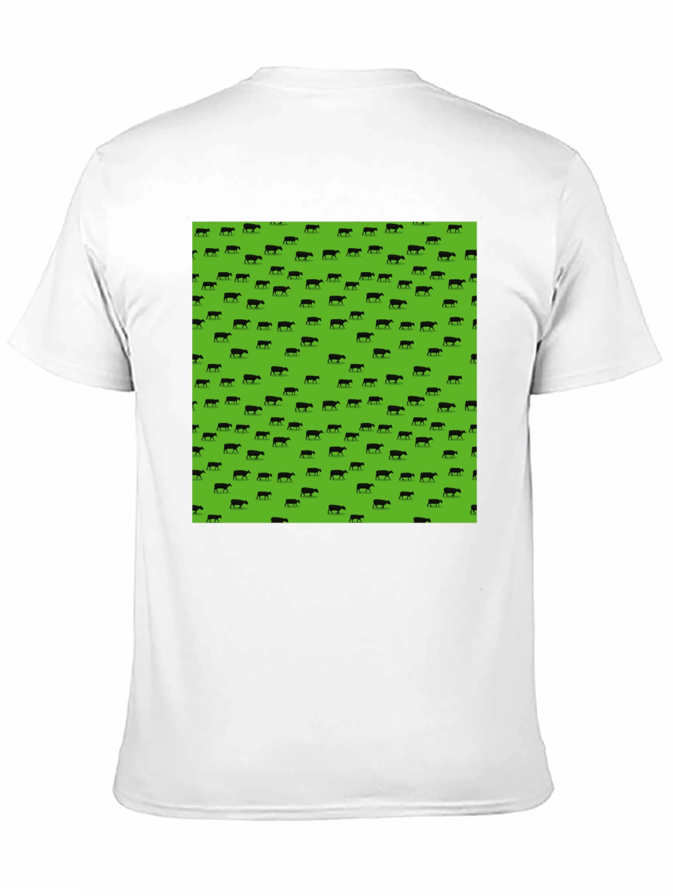 Black Tee with Green Cow Print
