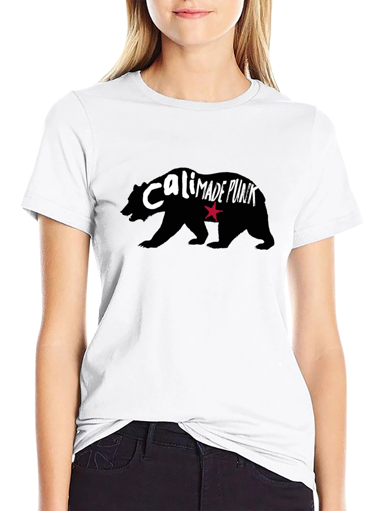 Cali Made Punk Bear Graphic T-Shirt - Black