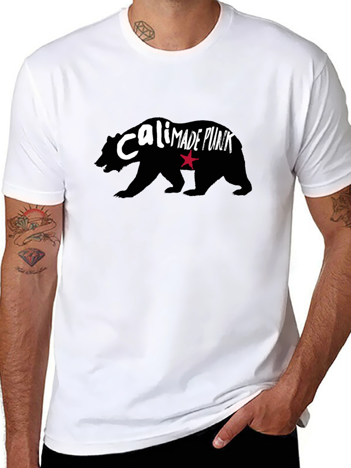 Cali Made Punk Bear Graphic T-Shirt - Black