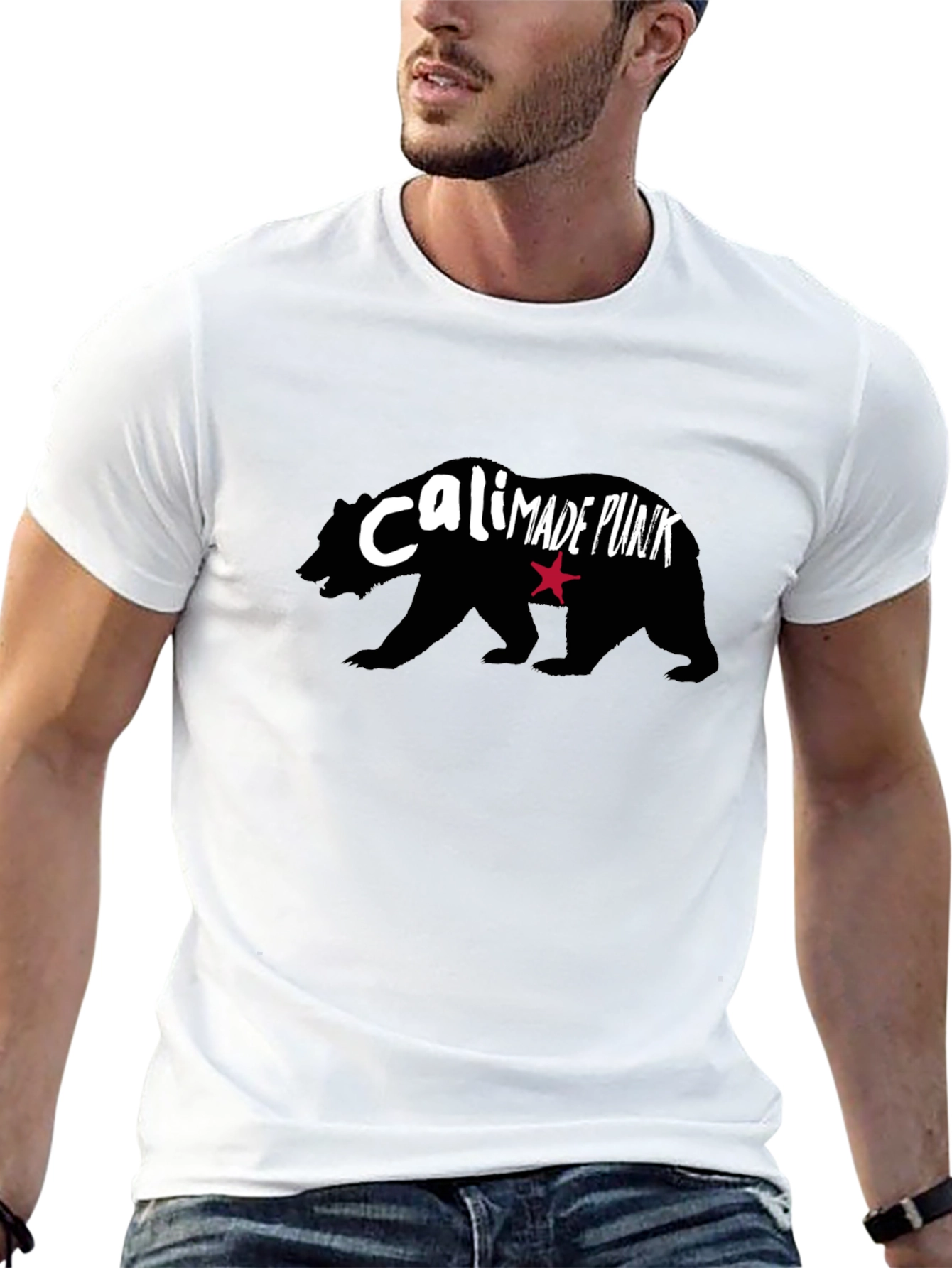 Cali Made Punk Bear Graphic T-Shirt - Black