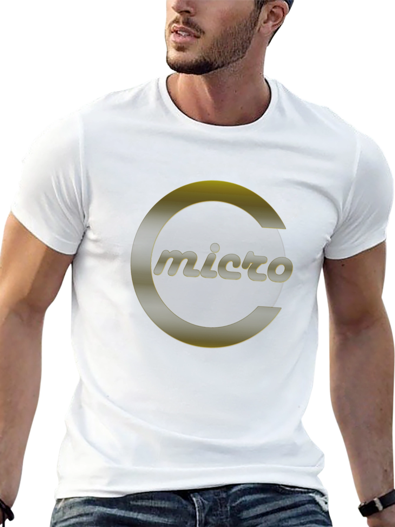 Micro T-Shirt - Sleek Black Tee with Gold Logo