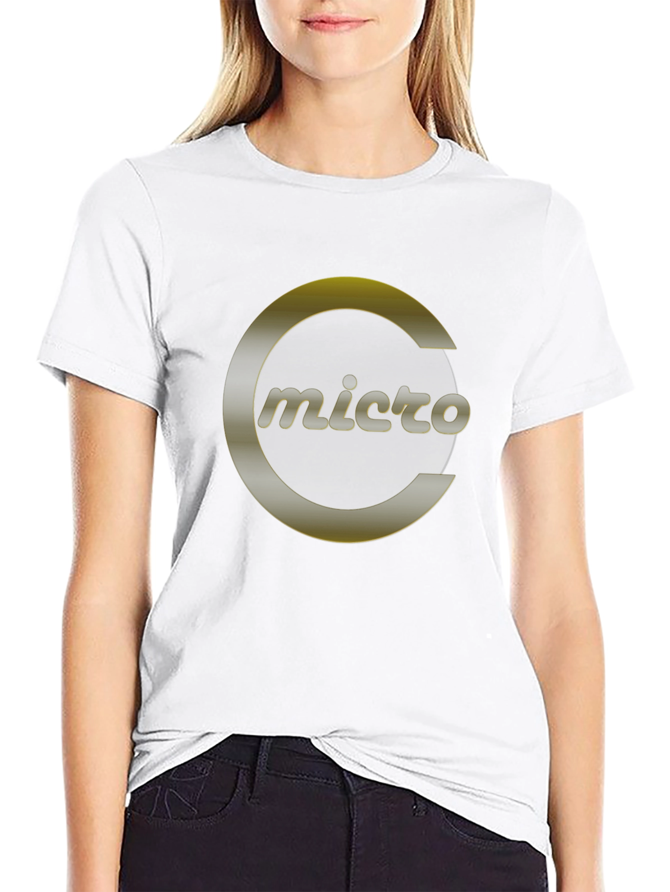 Micro T-Shirt - Sleek Black Tee with Gold Logo