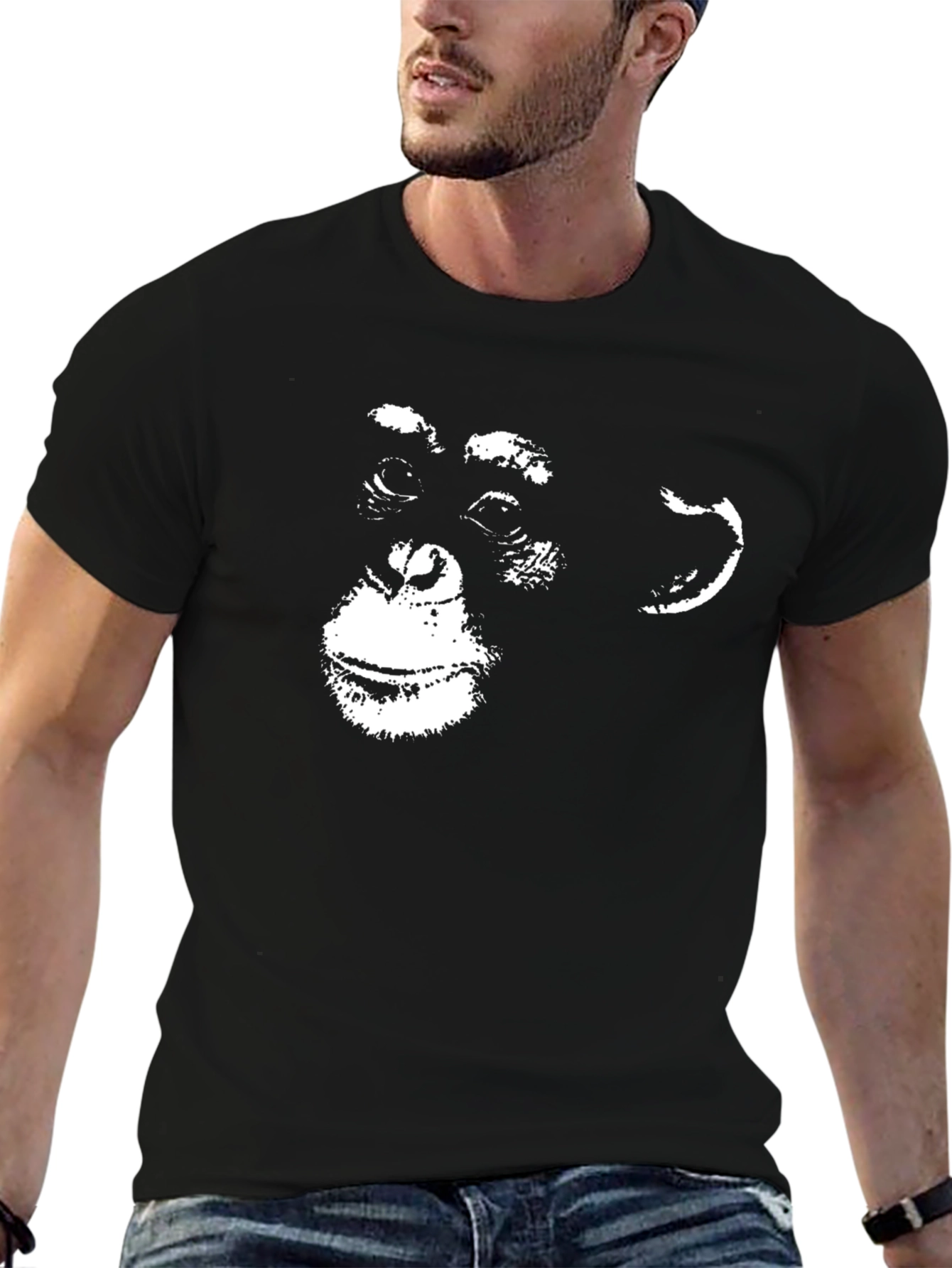 Ape Face Graphic Tee - Black Cotton T-Shirt