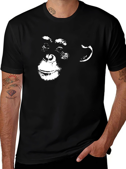 Ape Face Graphic Tee - Black Cotton T-Shirt