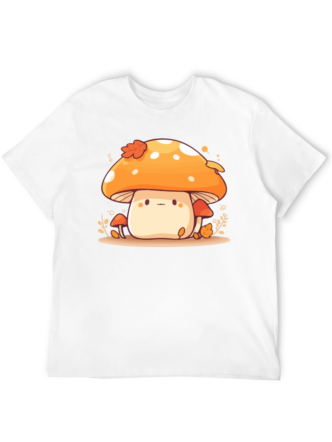 Cute Mushroom Graphic Tee - Black Cotton Blend T-Shirt