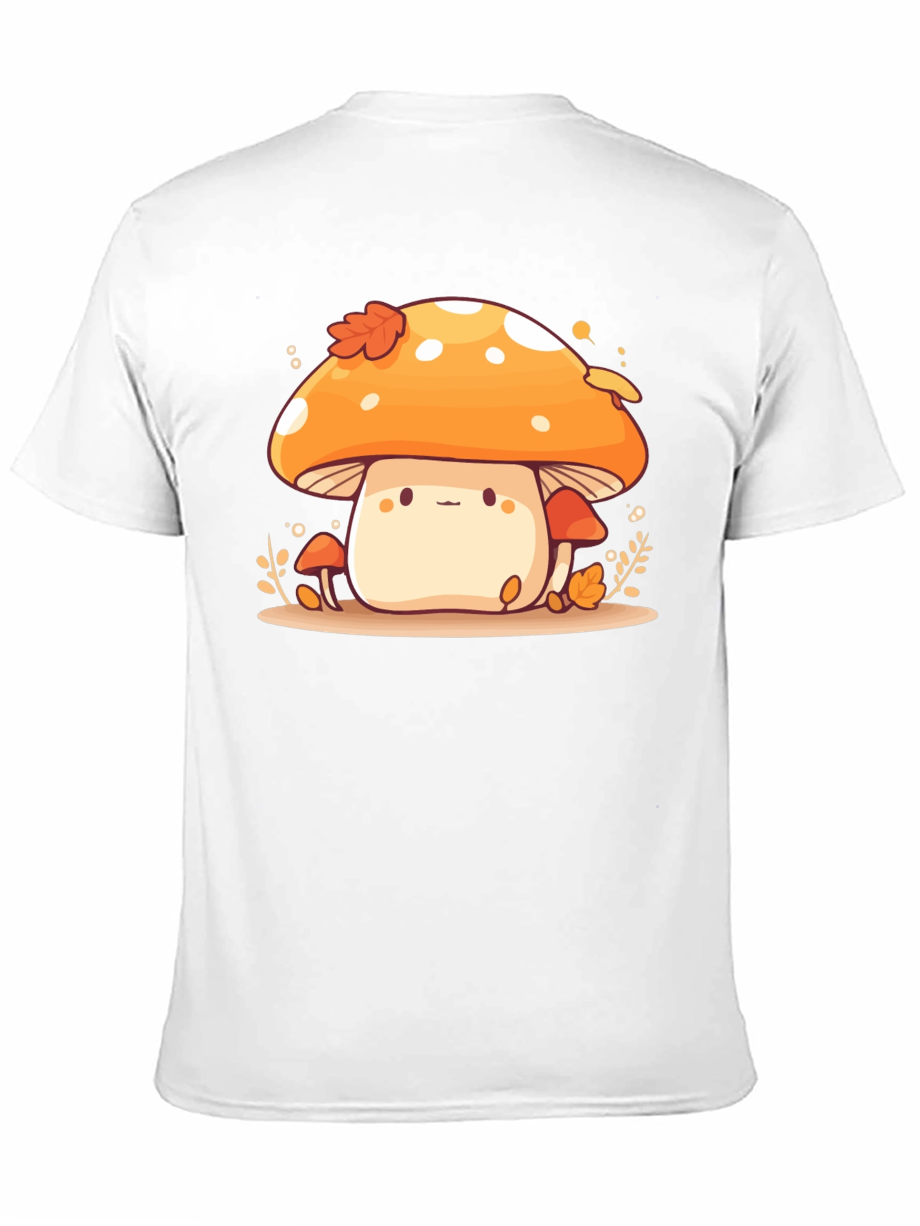 Cute Mushroom Graphic Tee - Black Cotton Blend T-Shirt