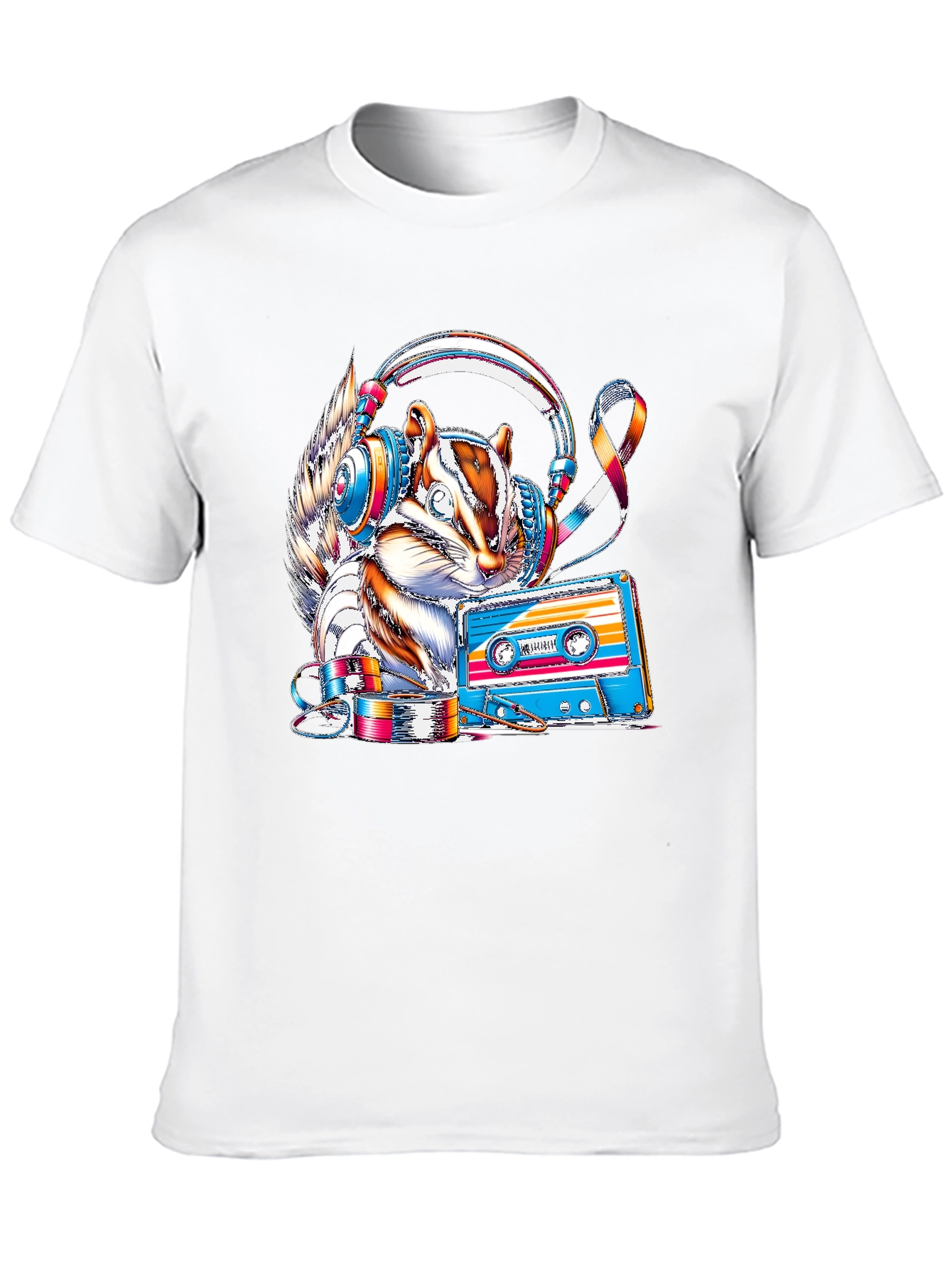 Squirrel DJ Graphic Tee - Retro Cassette Vibes