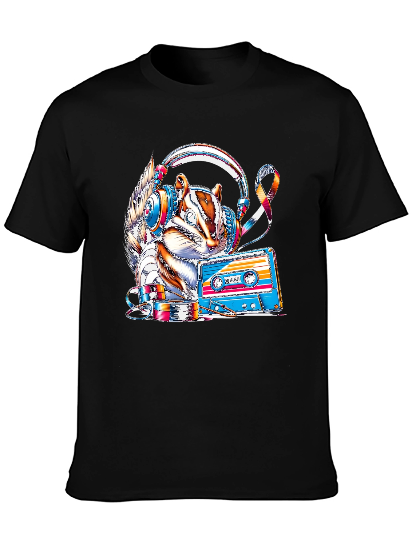 Squirrel DJ Graphic Tee - Retro Cassette Vibes
