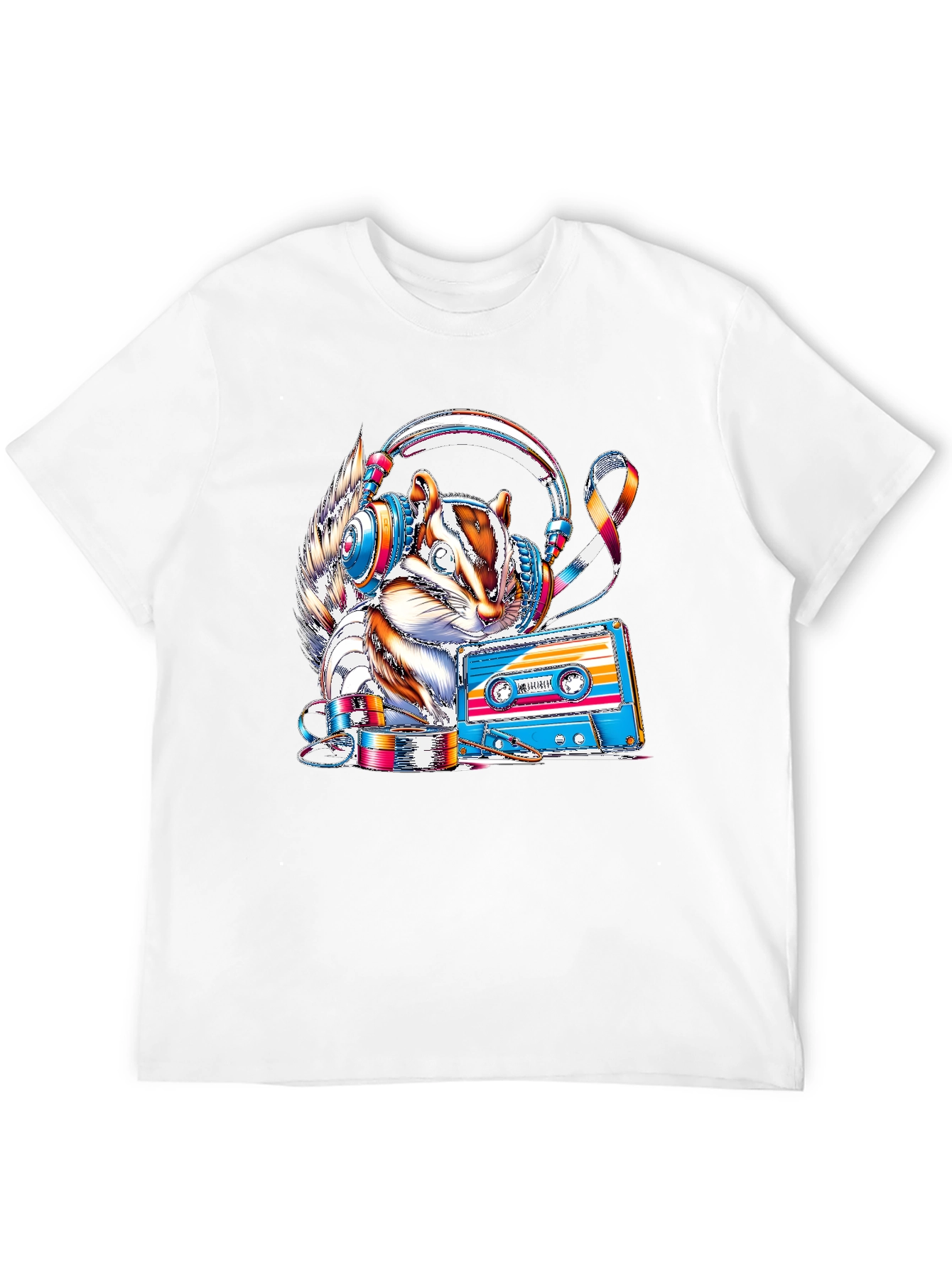 Squirrel DJ Graphic Tee - Retro Cassette Vibes