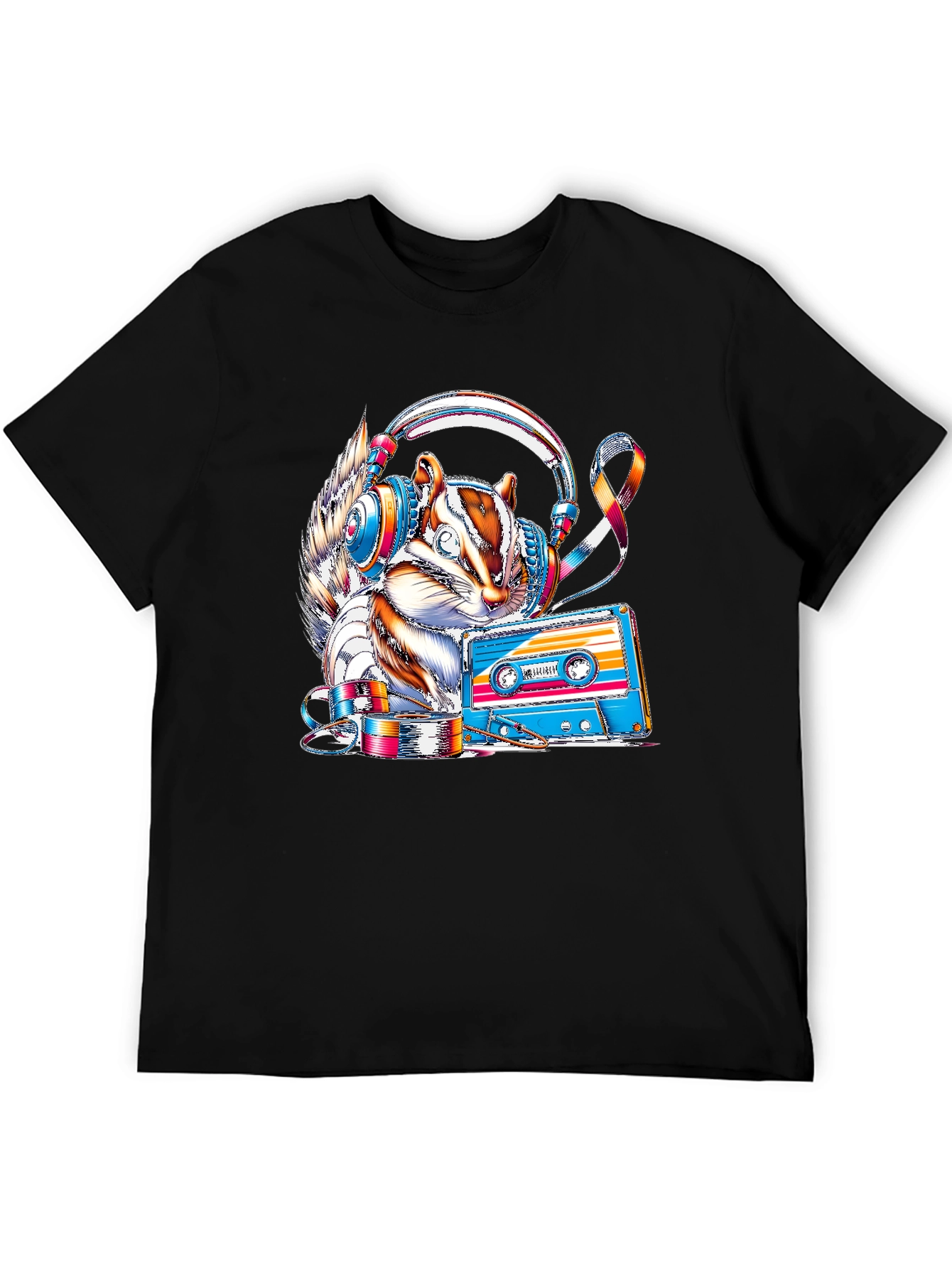 Squirrel DJ Graphic Tee - Retro Cassette Vibes