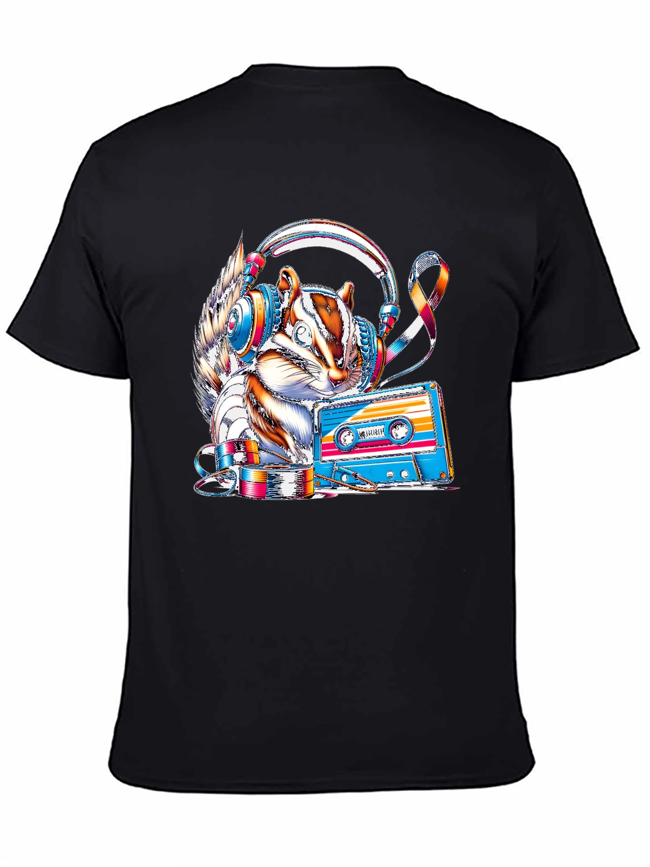 Squirrel DJ Graphic Tee - Retro Cassette Vibes