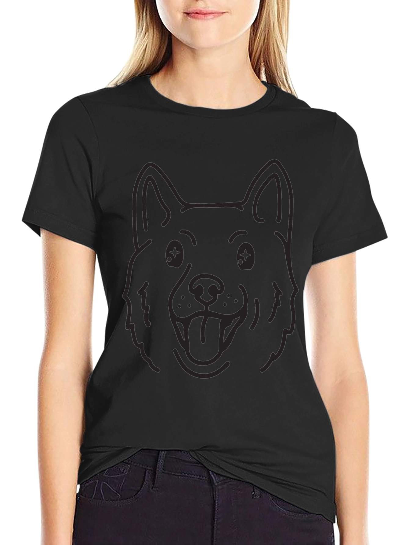Dog Outline Black T-Shirt