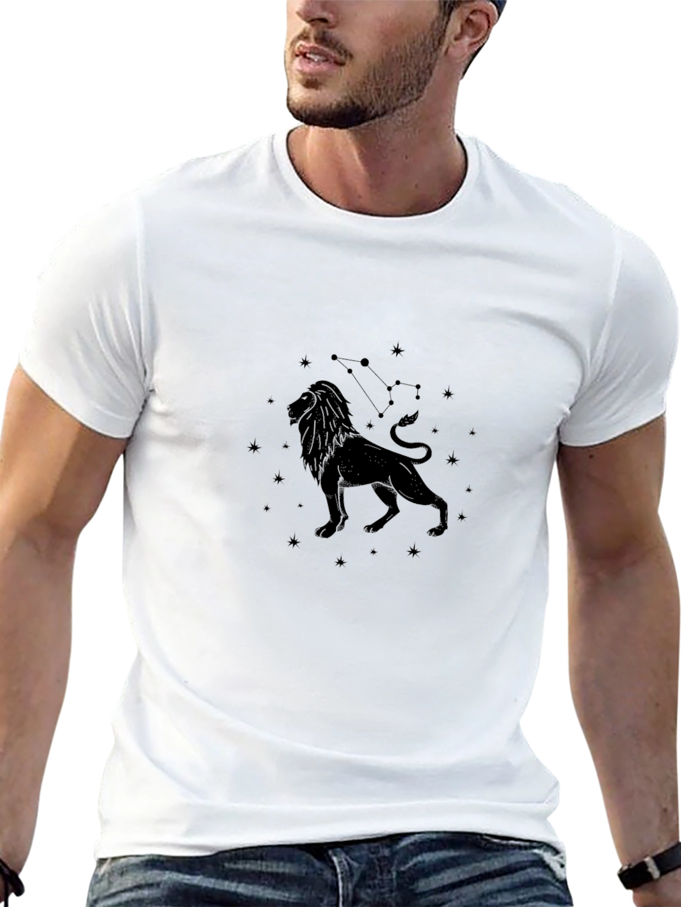 Leo Zodiac T-Shirt - Black Constellation Design