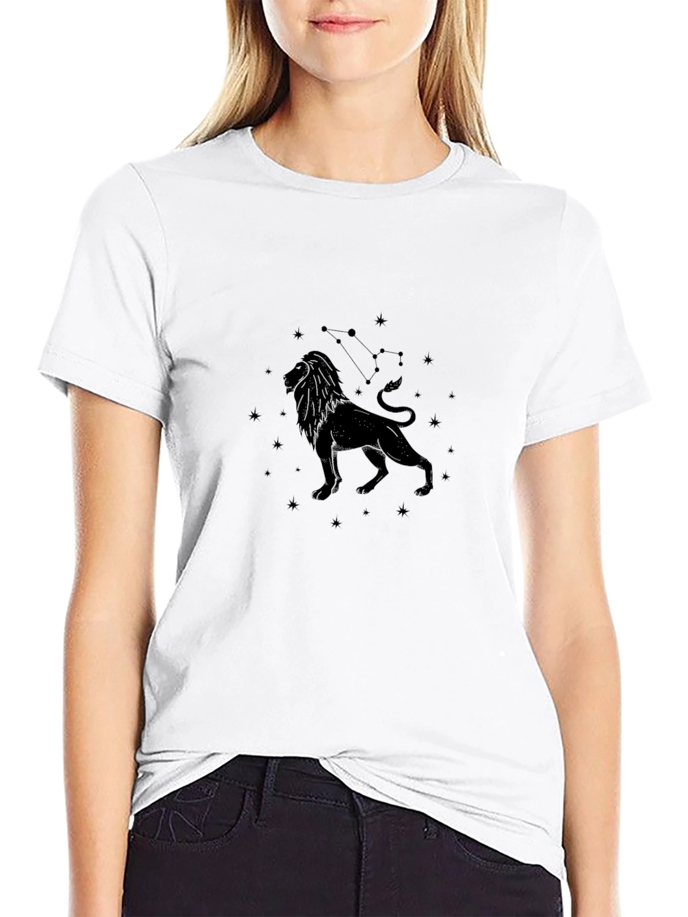 Leo Zodiac T-Shirt - Black Constellation Design