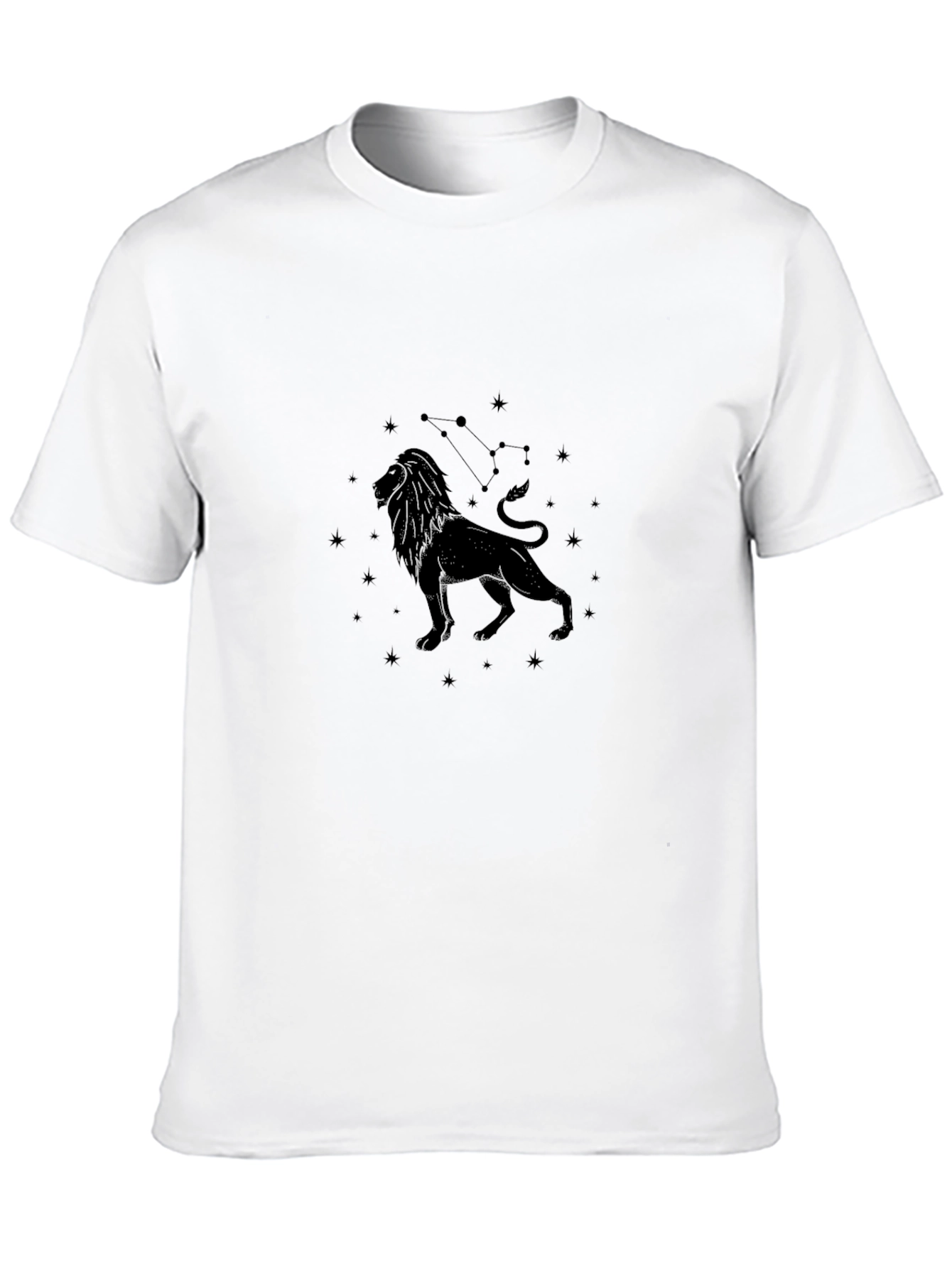 Leo Zodiac T-Shirt - Black Constellation Design