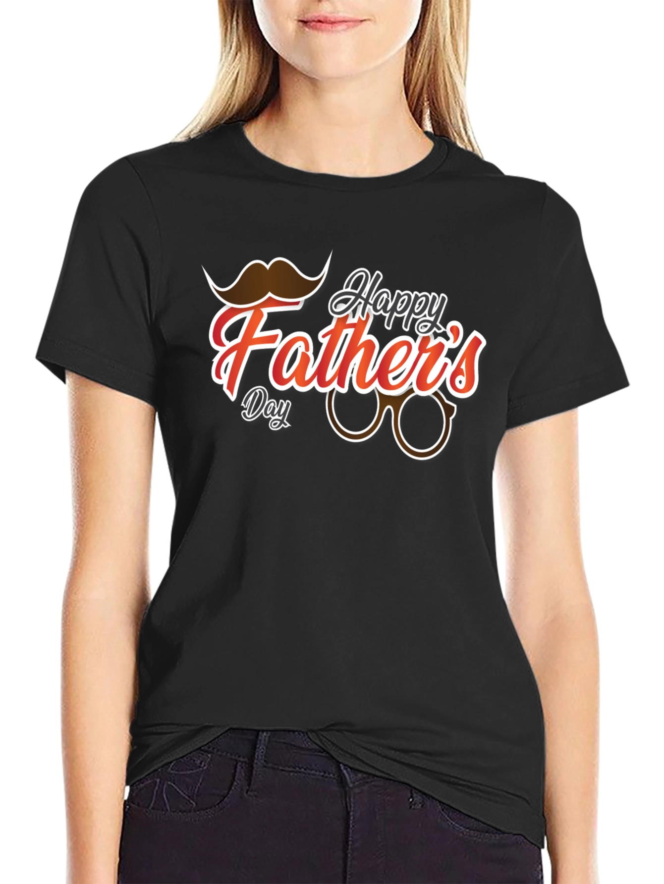 Happy Fathers Day Black Graphic T-Shirt