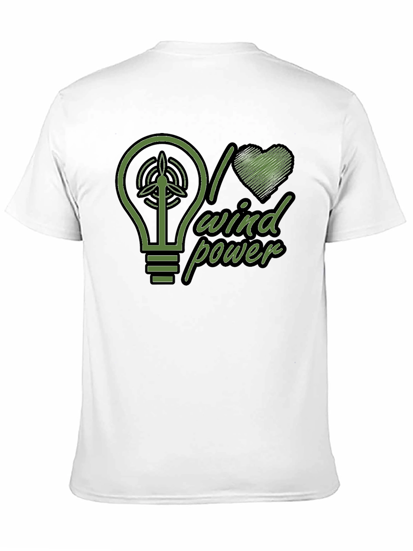 I Love Wind Power Green Graphic Black T-Shirt