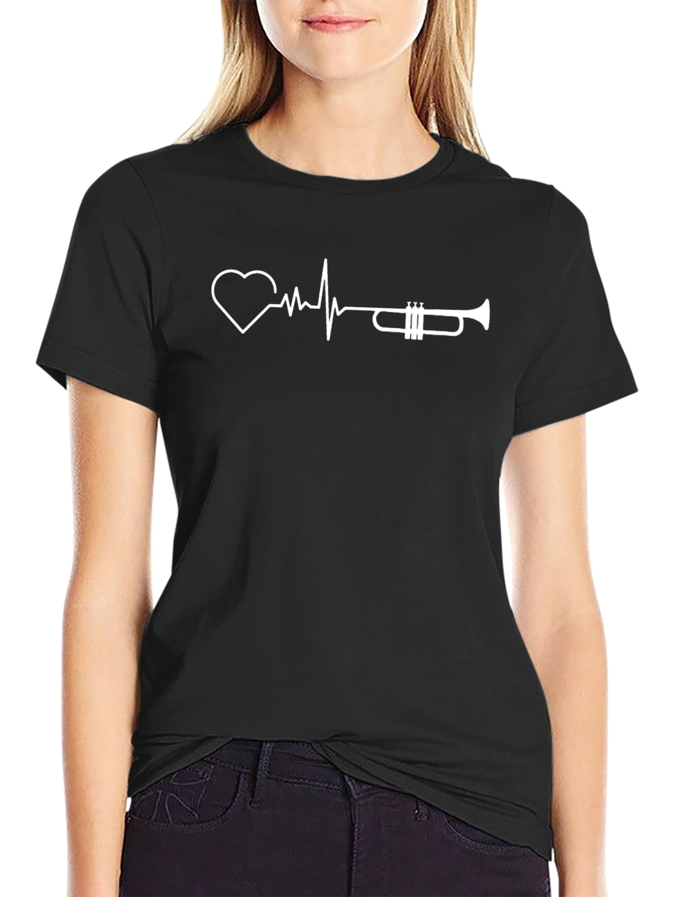 Heartbeat Trumpet Graphic T-Shirt - Music Lover Tee