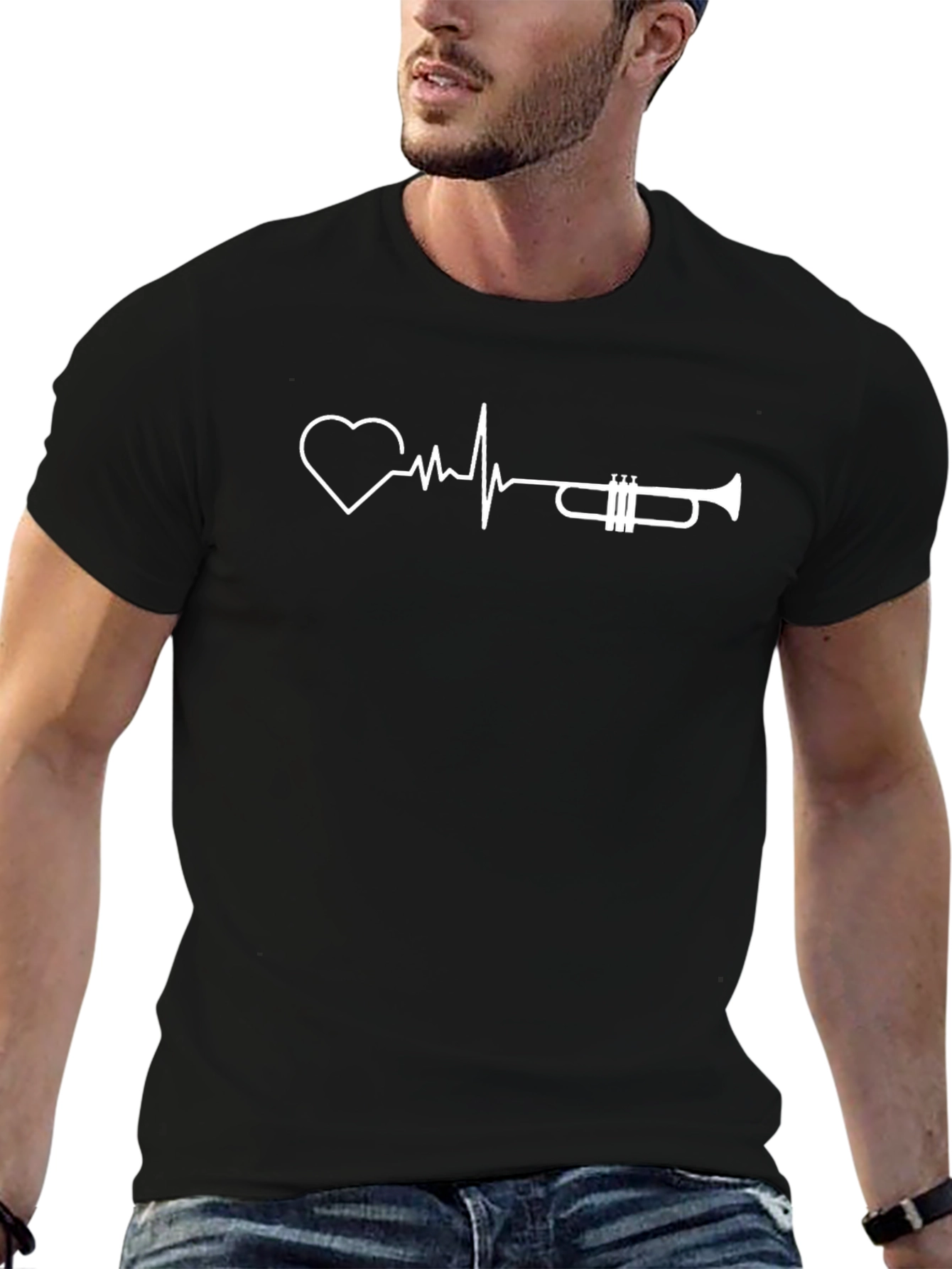 Heartbeat Trumpet Graphic T-Shirt - Music Lover Tee