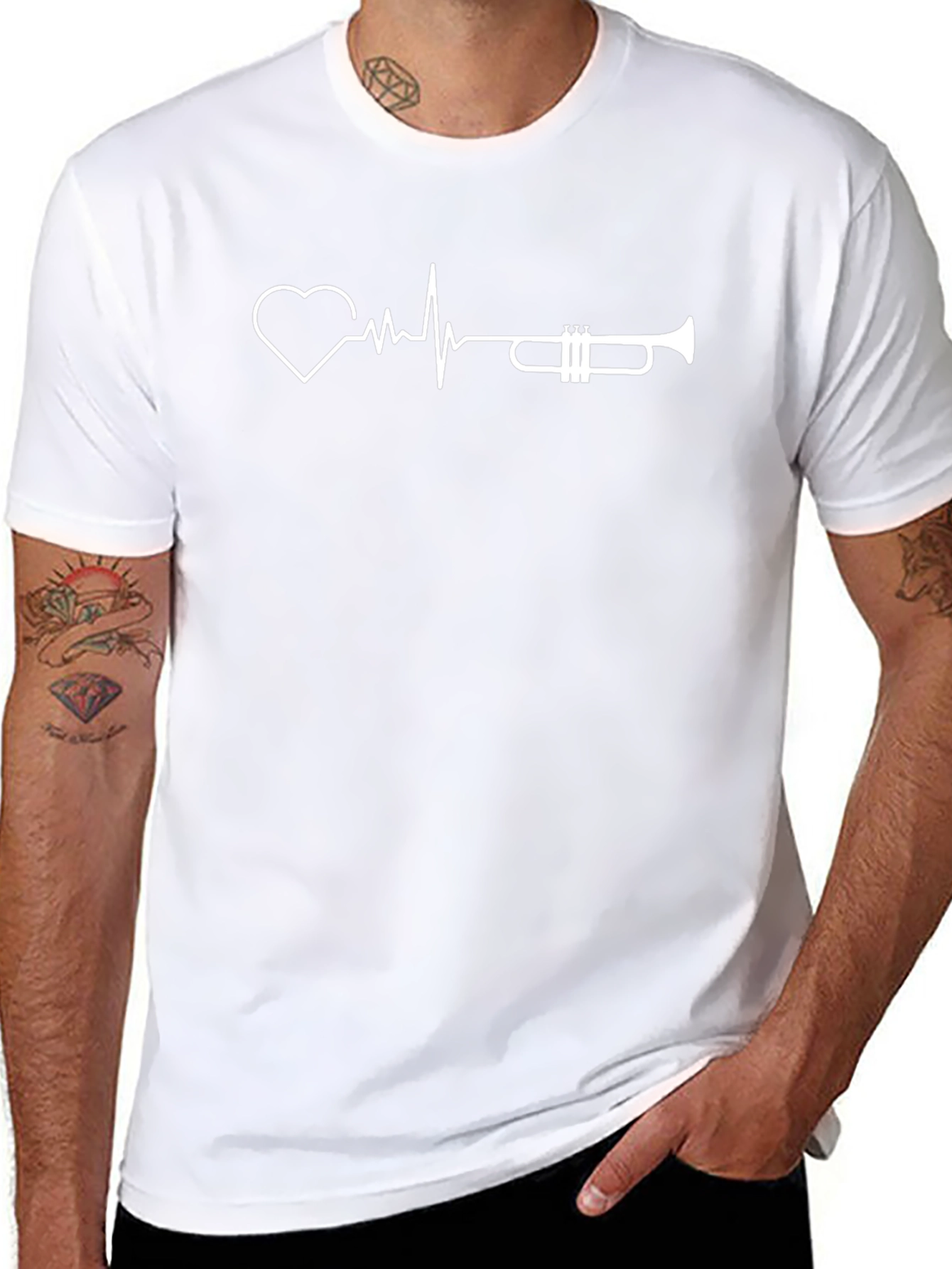 Heartbeat Trumpet Graphic T-Shirt - Music Lover Tee