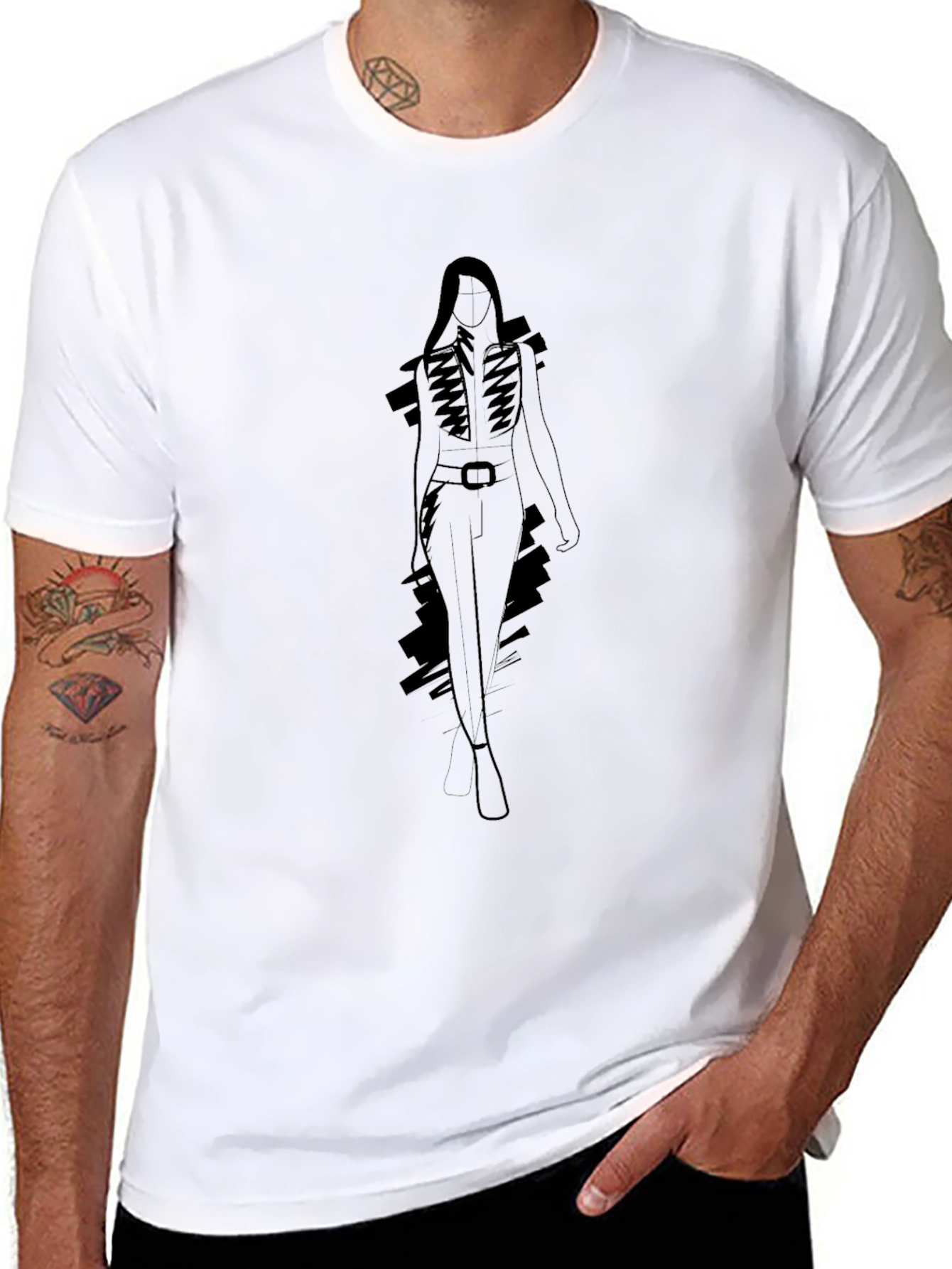 Fashion Illustration Black T-Shirt