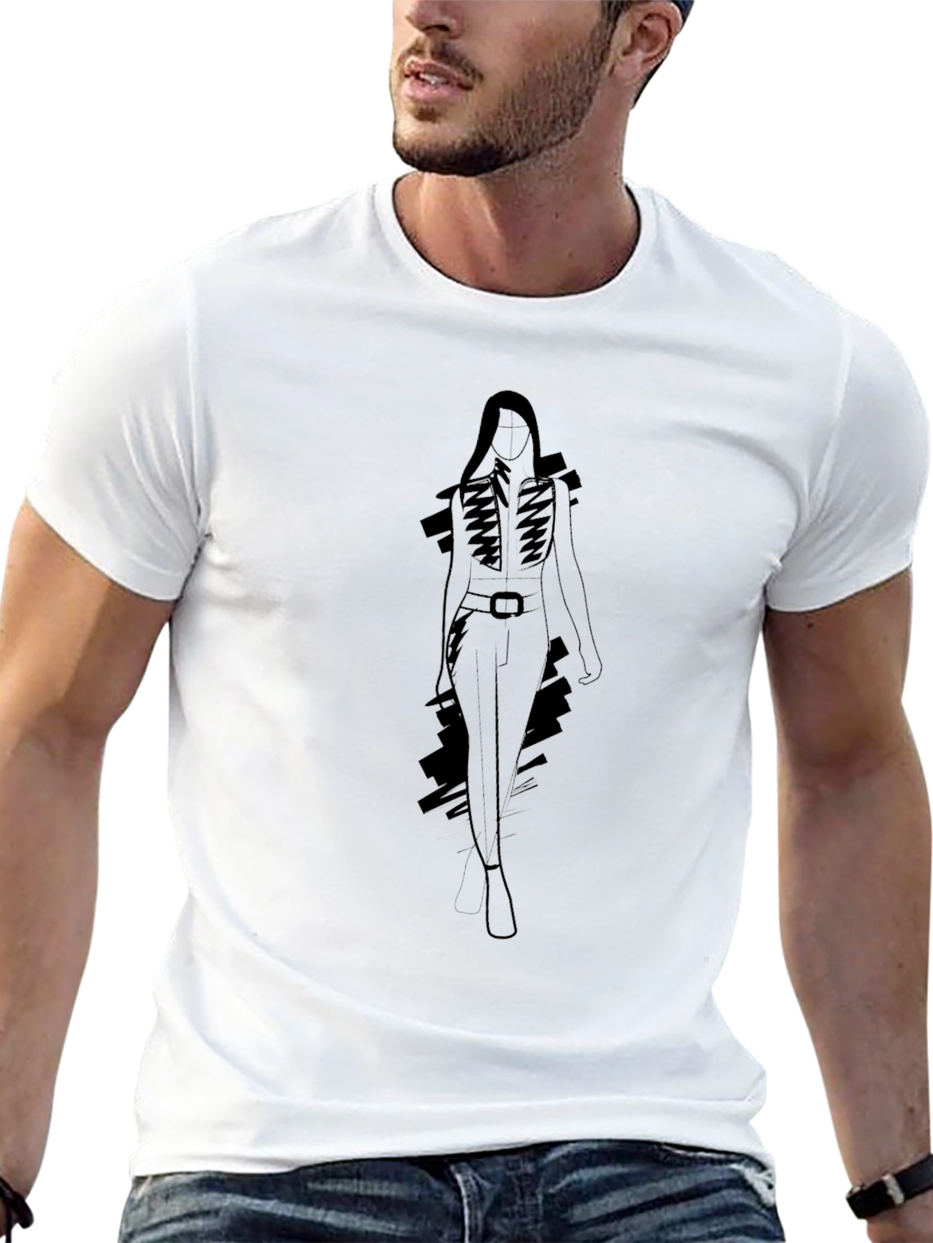 Fashion Illustration Black T-Shirt