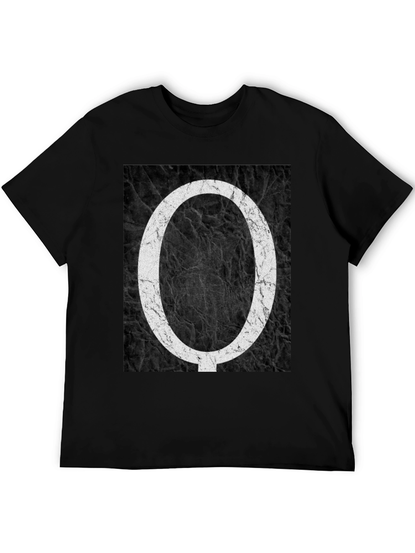 Letter O Black Texture Tee - Stylish Graphic Print