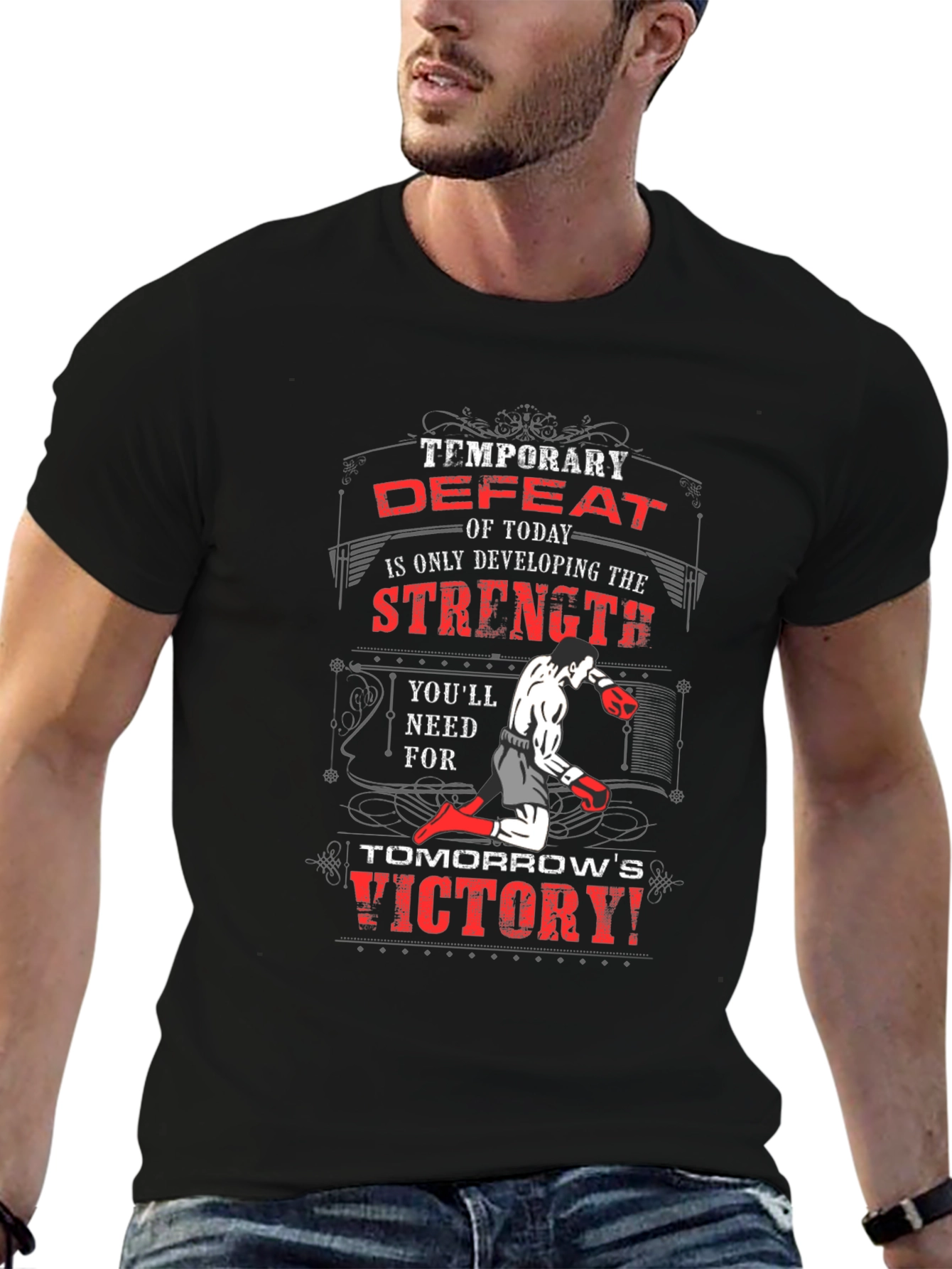 Motivational Boxing T-Shirt: Temporary Defeat