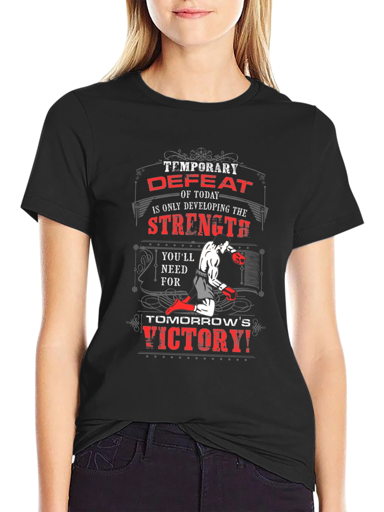 Motivational Boxing T-Shirt: Temporary Defeat