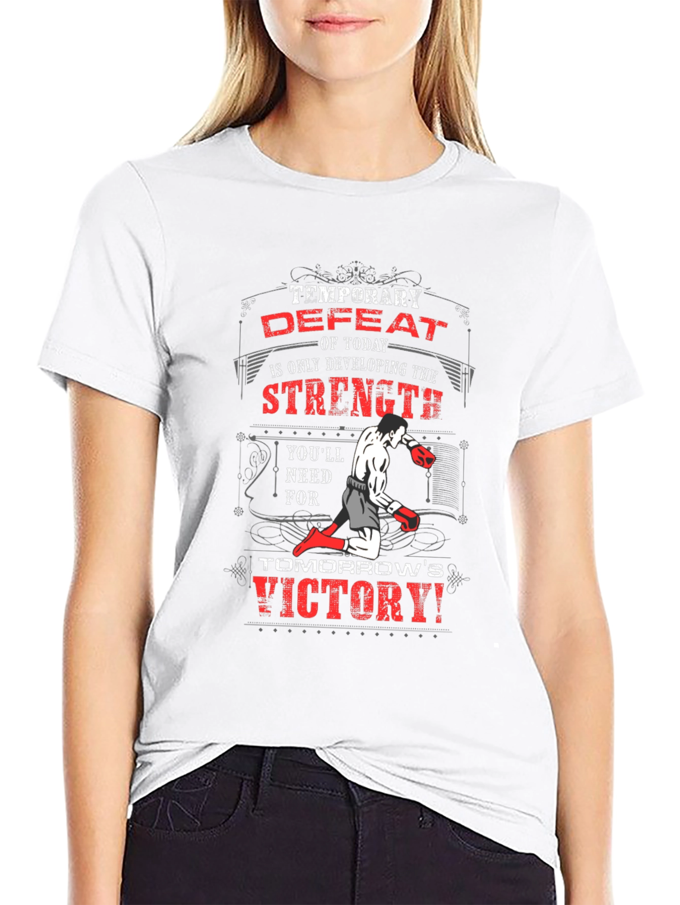 Motivational Boxing T-Shirt: Temporary Defeat