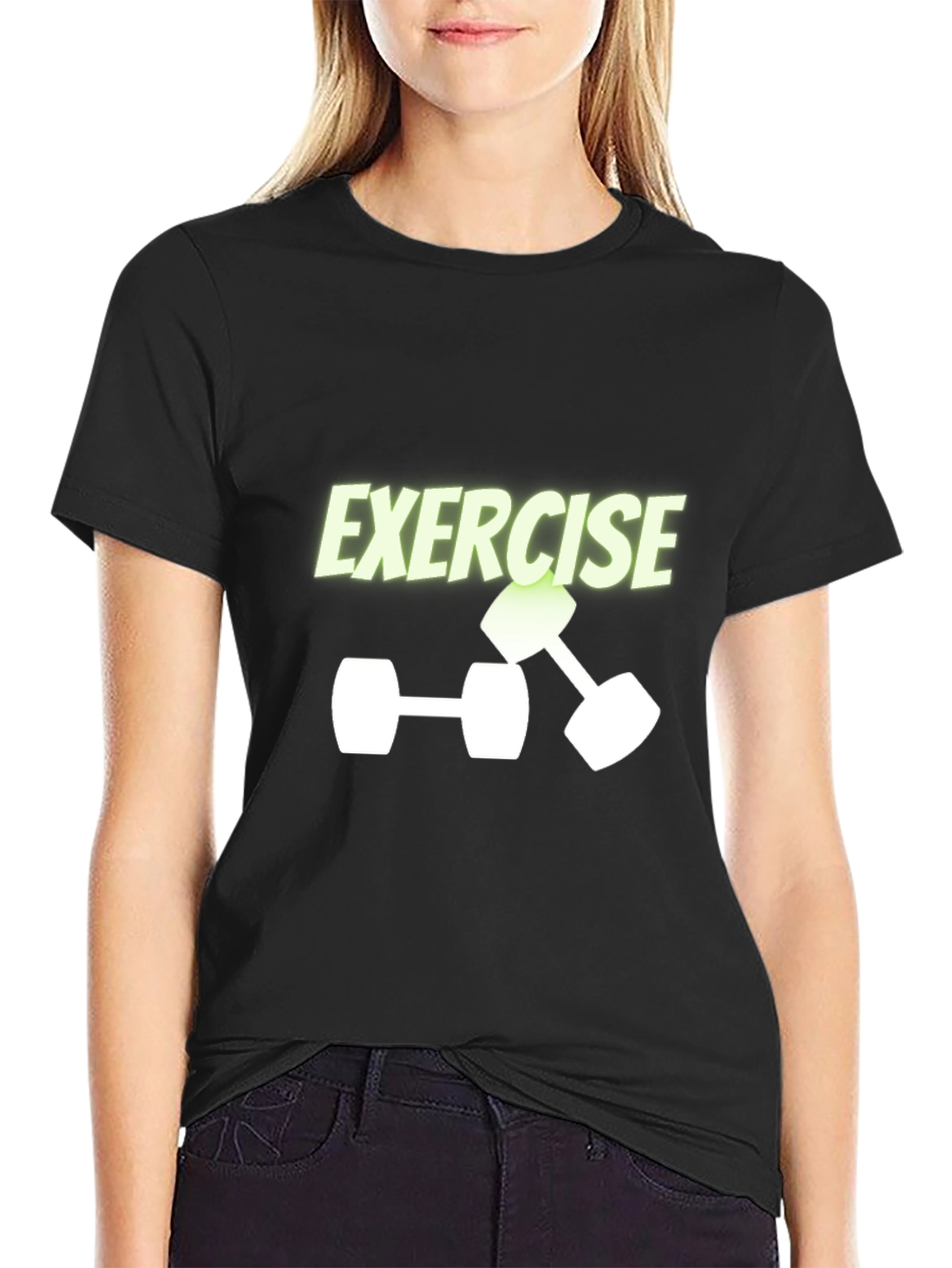 Exercise Dumbbell Graphic Tee - Black
