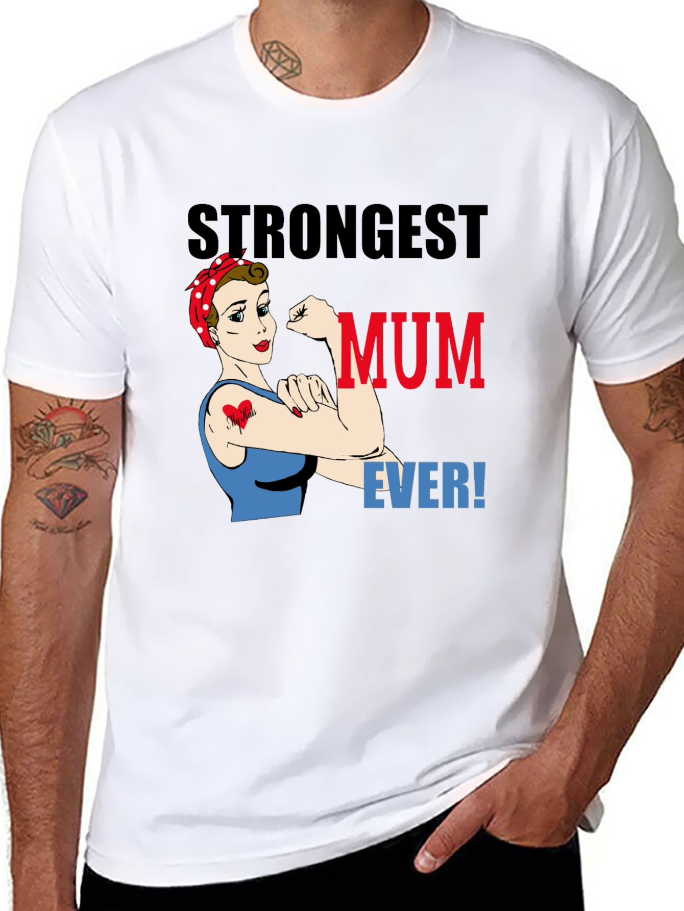 Strongest Mum Ever Graphic T-Shirt - Black