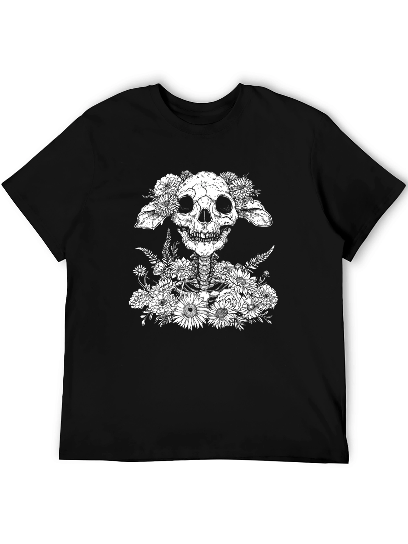Floral Skull Graphic T-Shirt - Unique Design